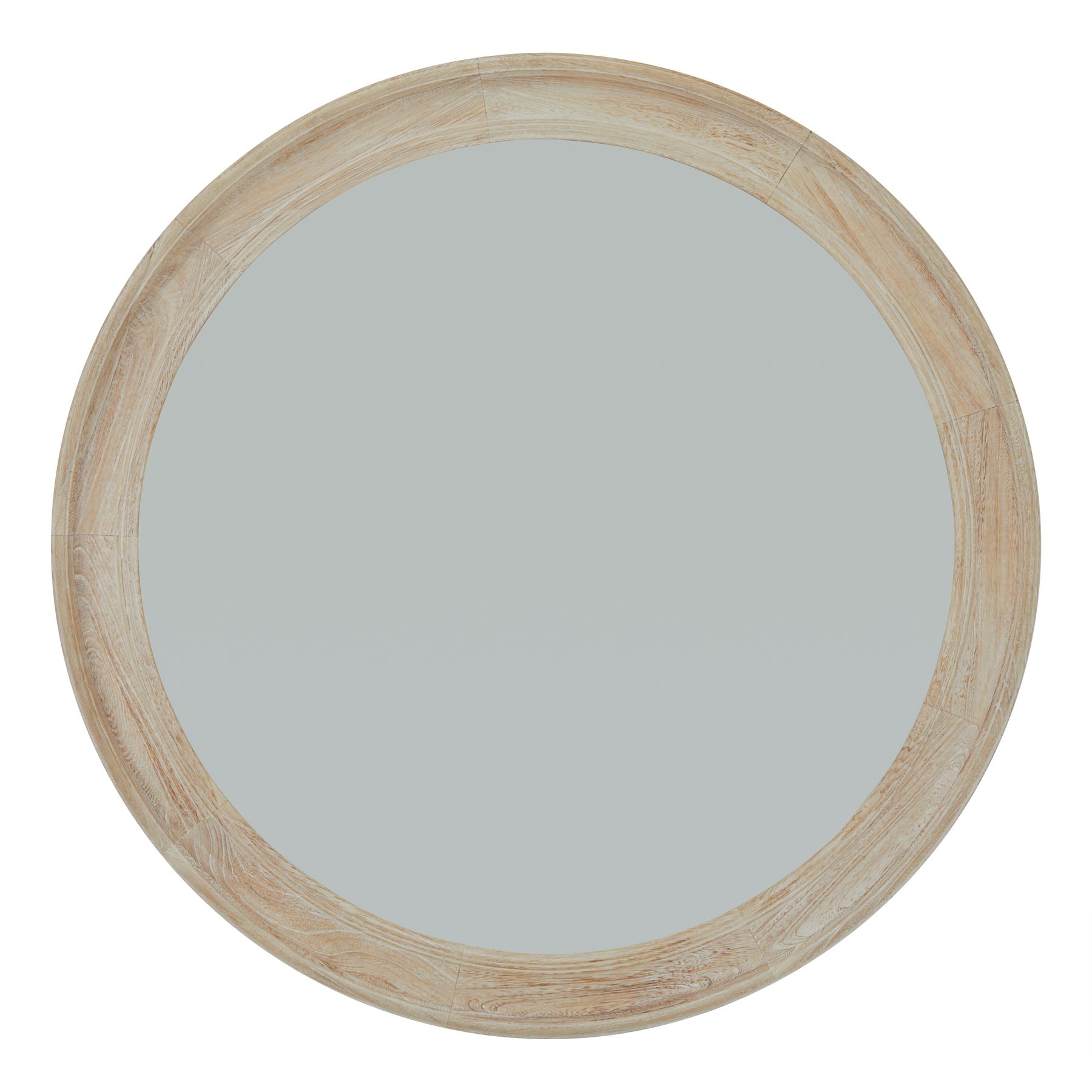 Washed Wood Round Framed Large Mirror - Image 1