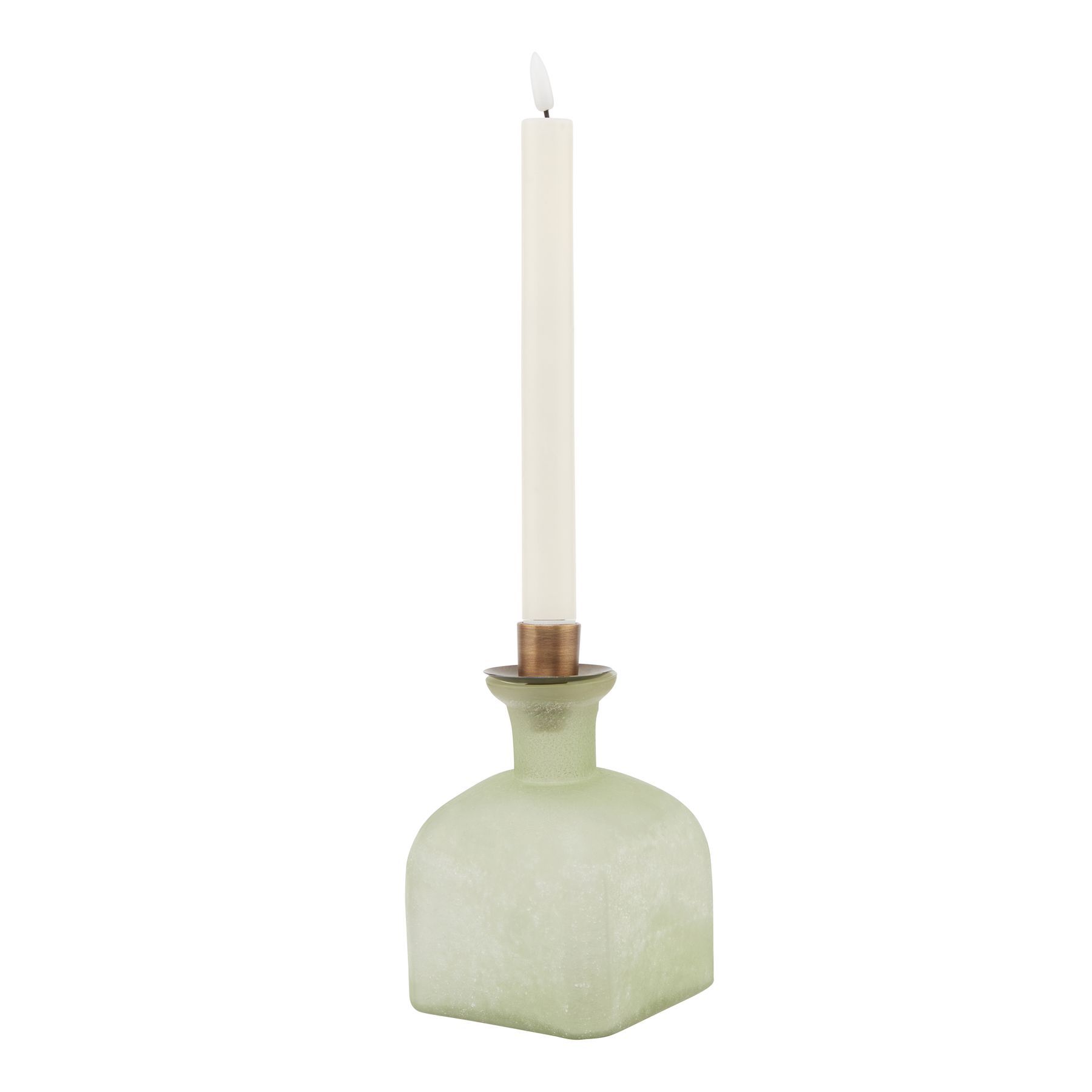 Smoked Sage and Aged Brass Candle Holder Vase - Image 1