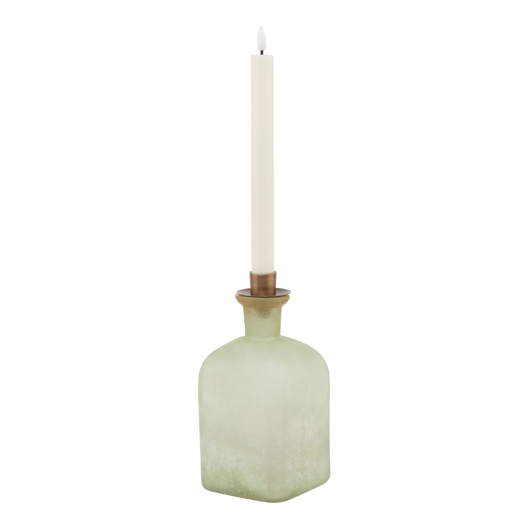 Smoked Sage and Aged Brass Large Candle Holder Vase - Image 1