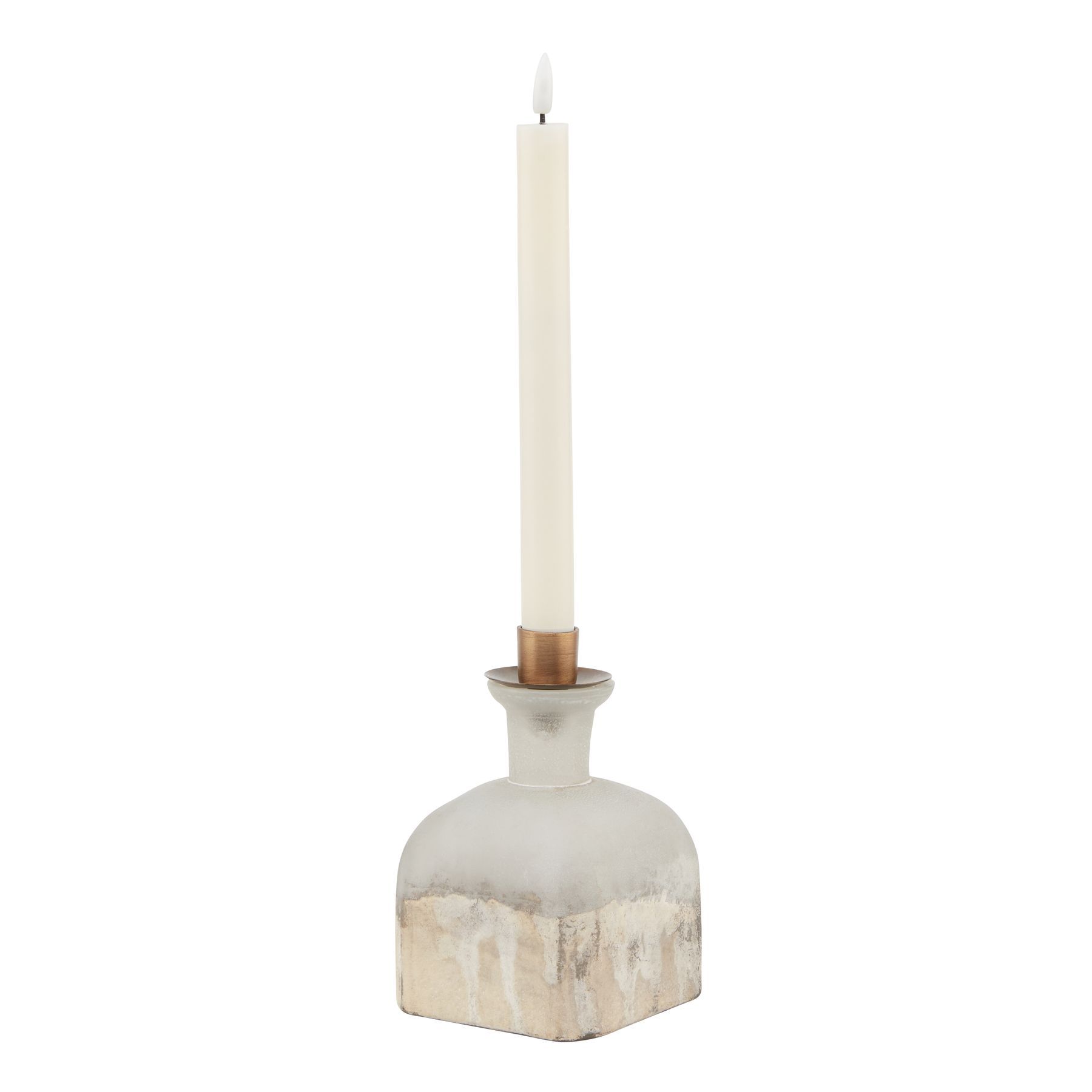 Burnished Dipped and Aged Brass Candle Holder Vase - Image 1