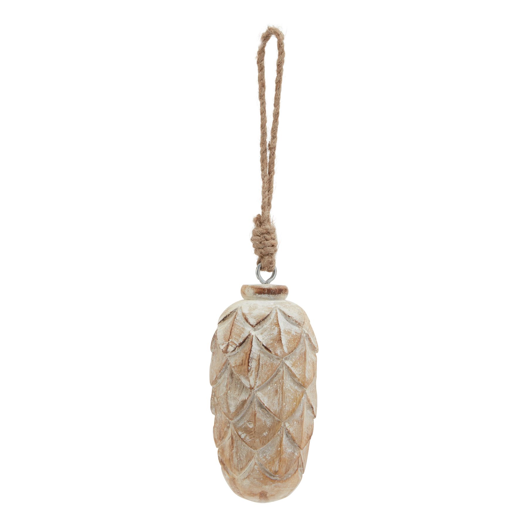 Antique White Wash Pine Cone Bauble - Image 1