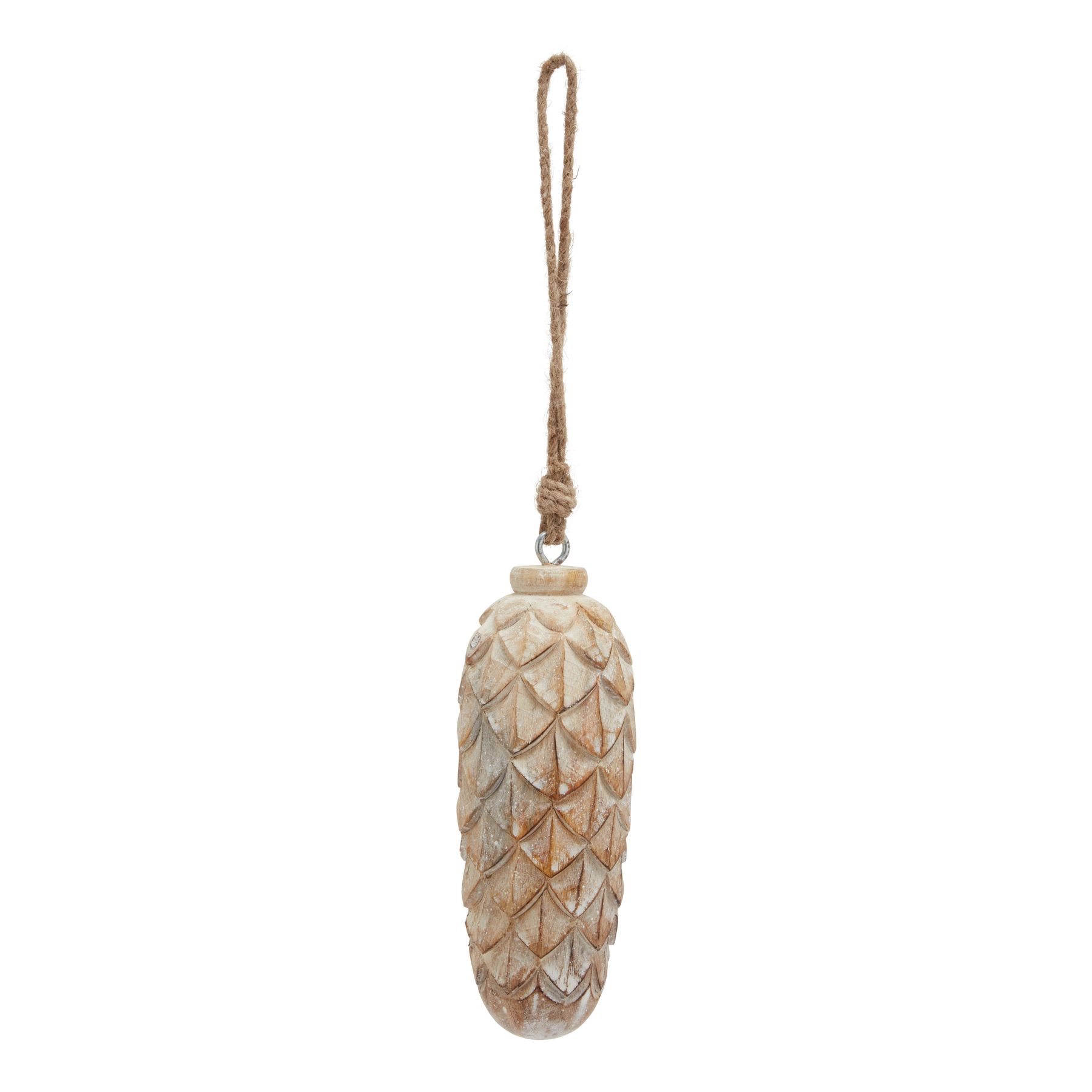 Antique White Wash Large Pine Cone Bauble - Image 1