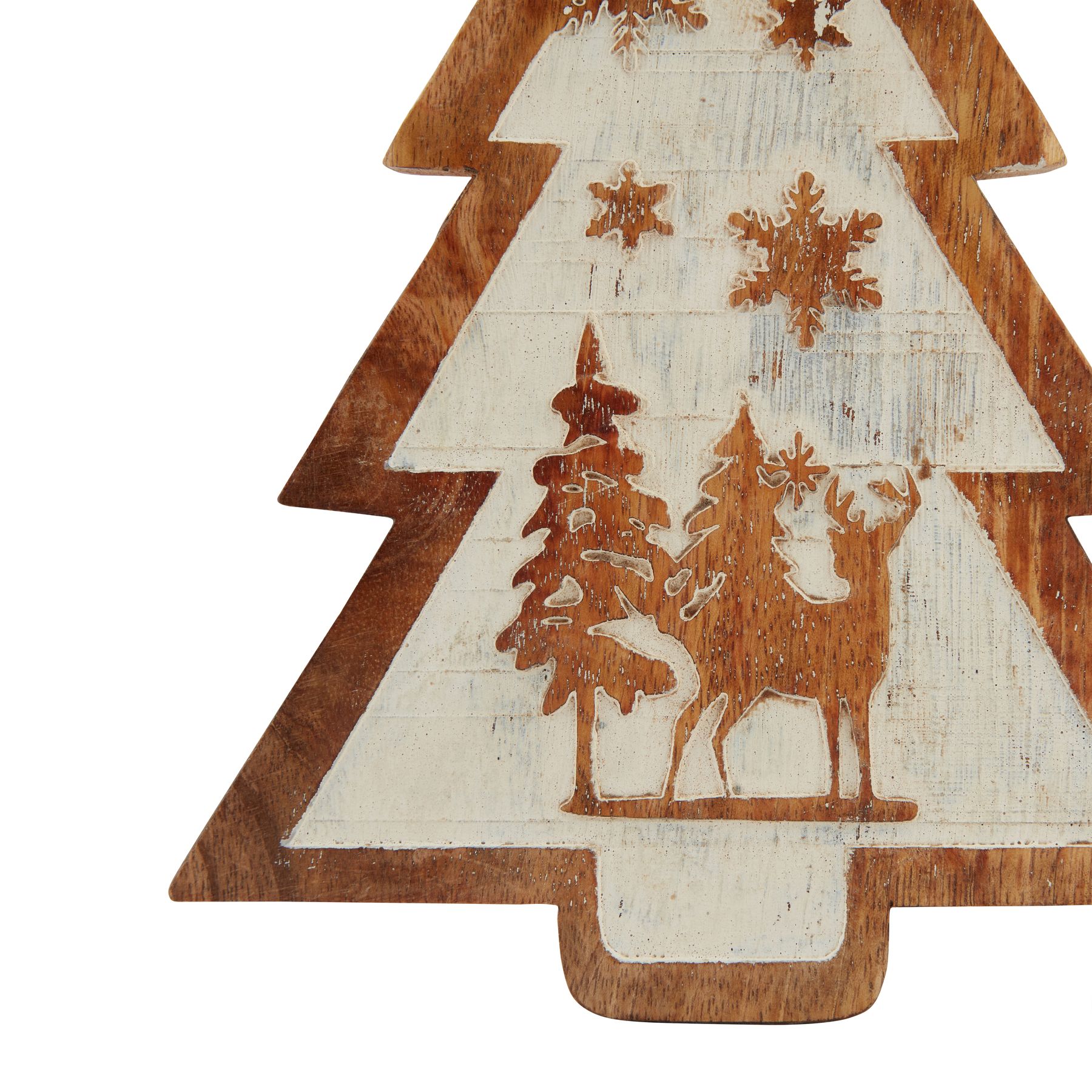 Natural Wooden Snow Scene Tree Decoration - Image 2