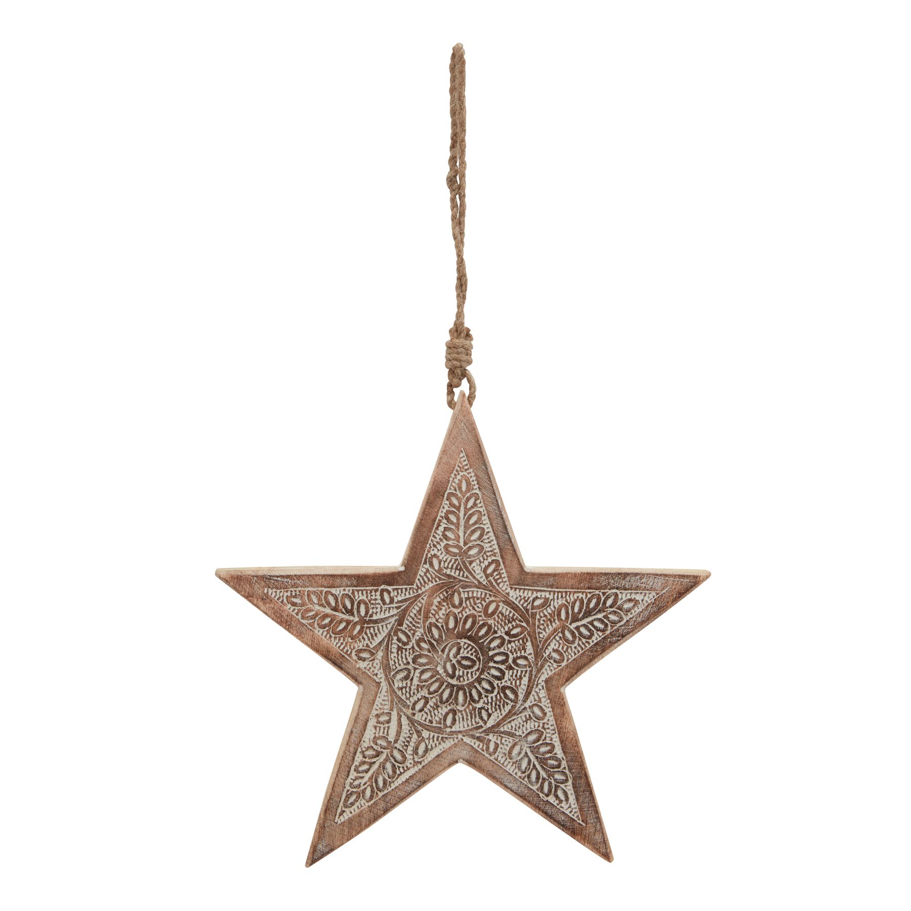 Natural Wooden Large Patterned Hanging Star - Image 2