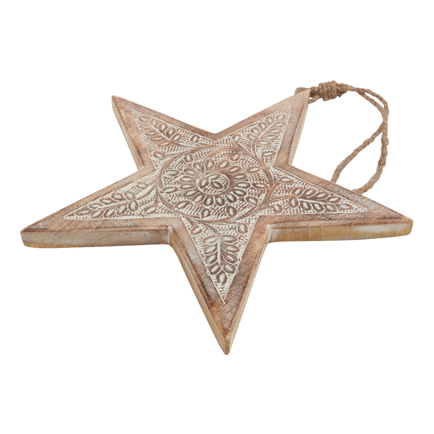 Natural Wooden Large Patterned Hanging Star - Image 3