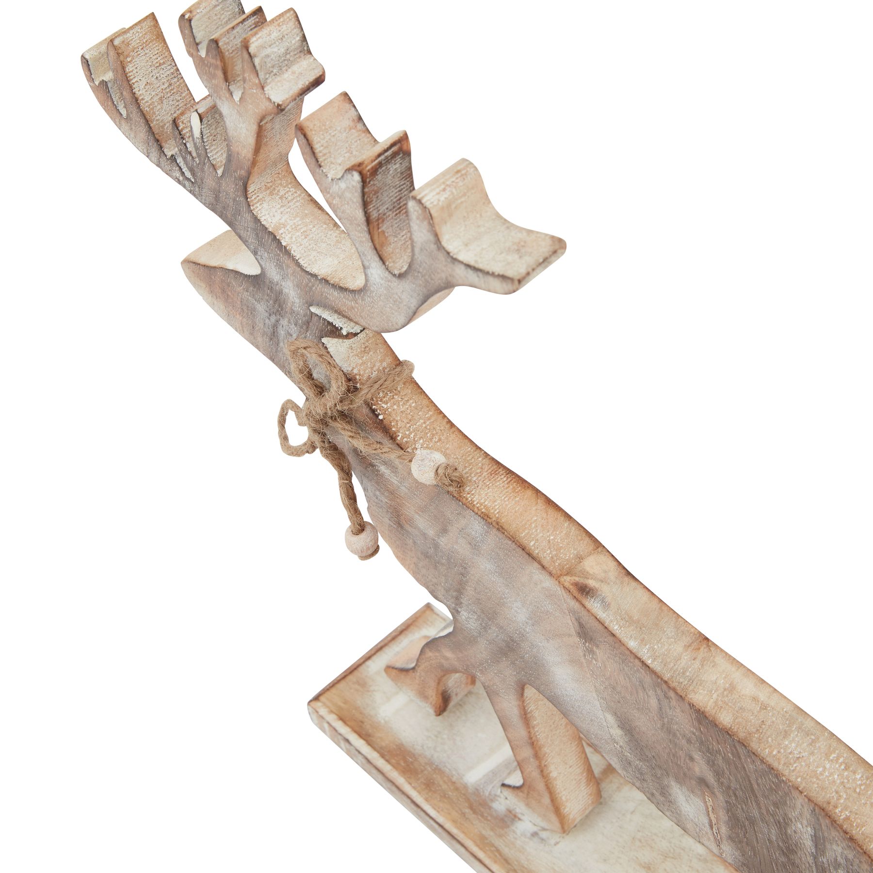 White Wash Collection Wooden Stag Decoration - Image 2