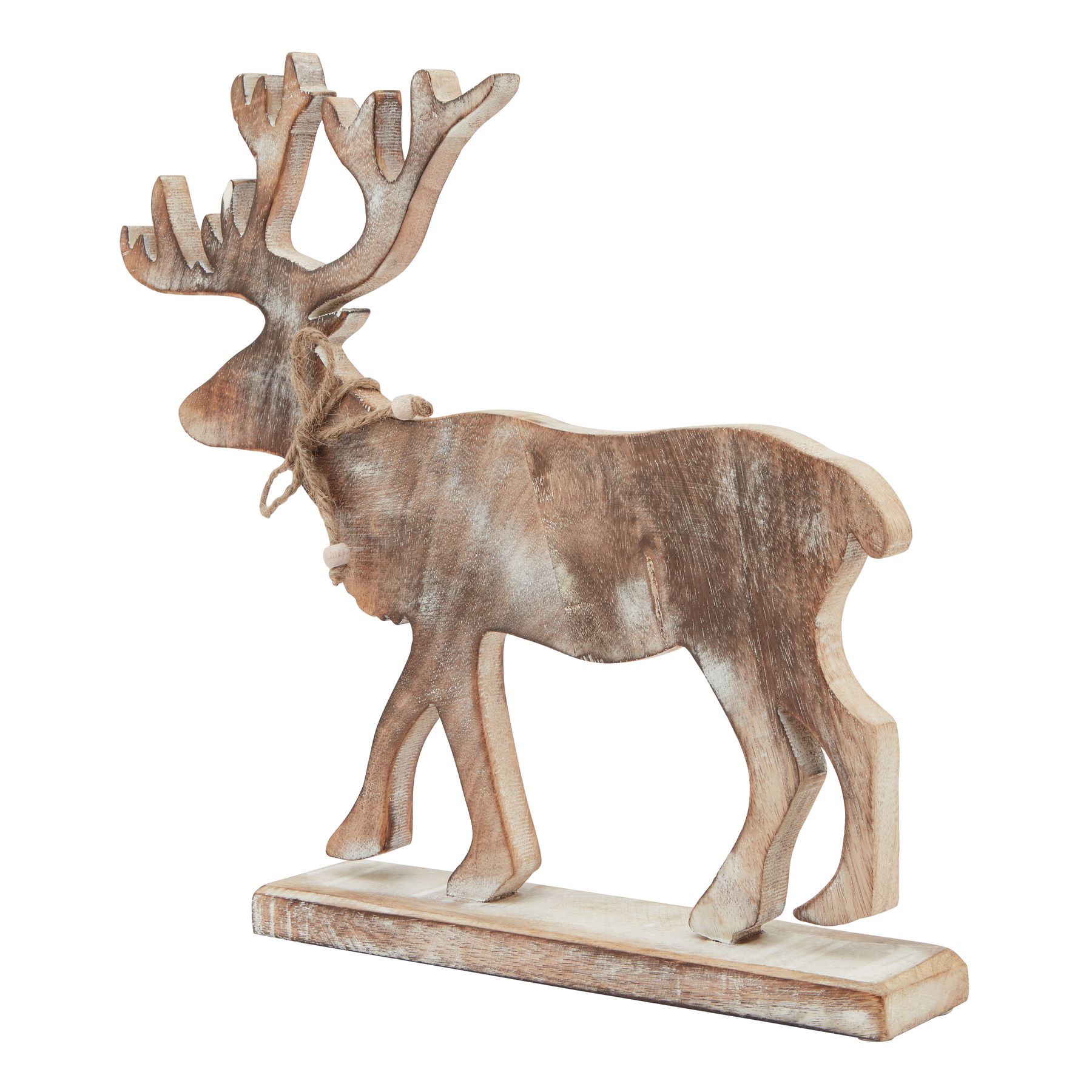 White Wash Collection Wooden Stag Decoration - Image 1