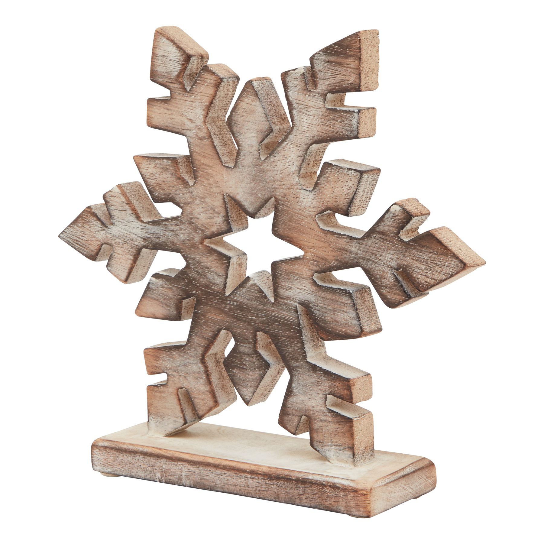 White Wash Collection Wooden Snowflake Decoration - Image 1