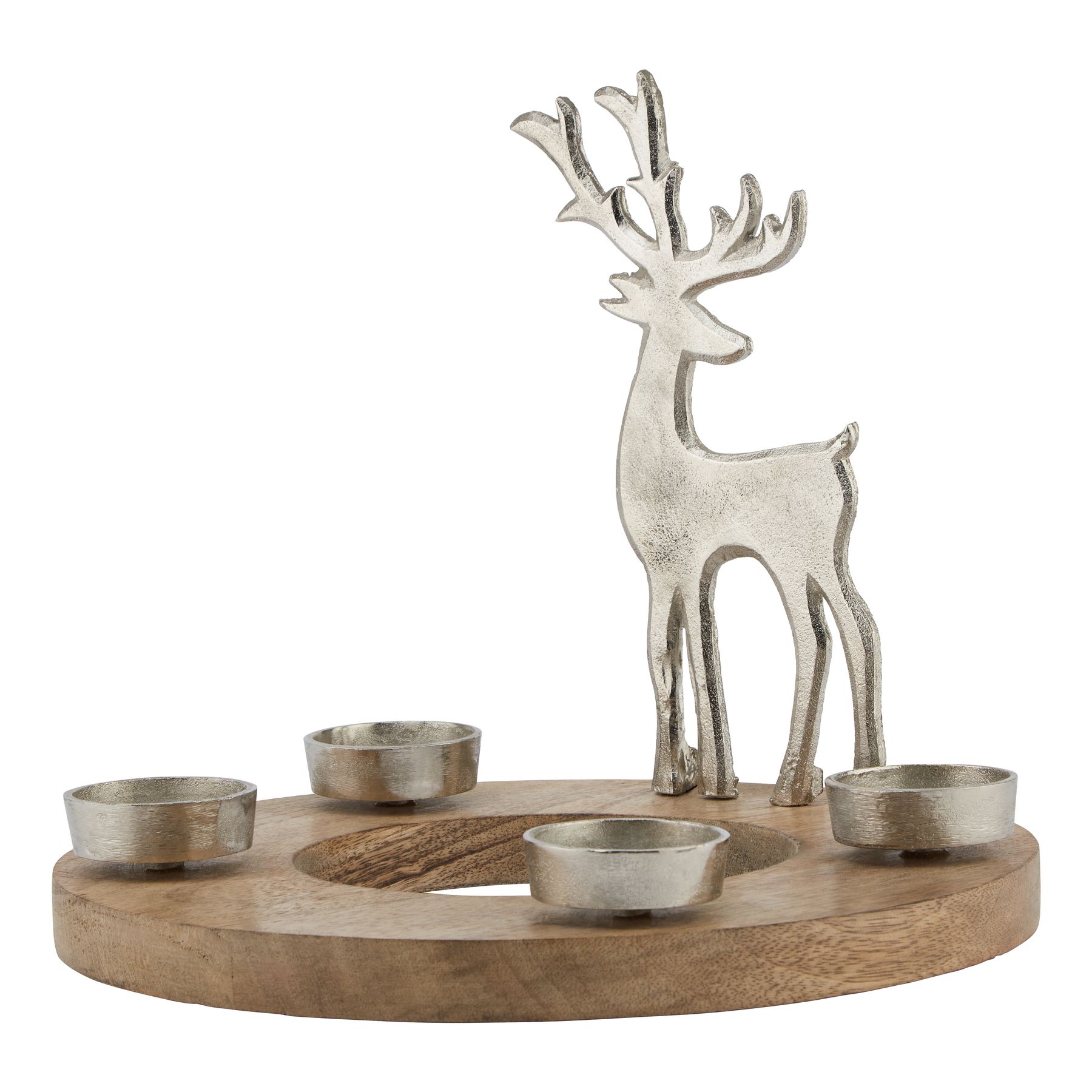 Wood And Metal Reindeer Tealight Candle Wreath Wholesale by Hill