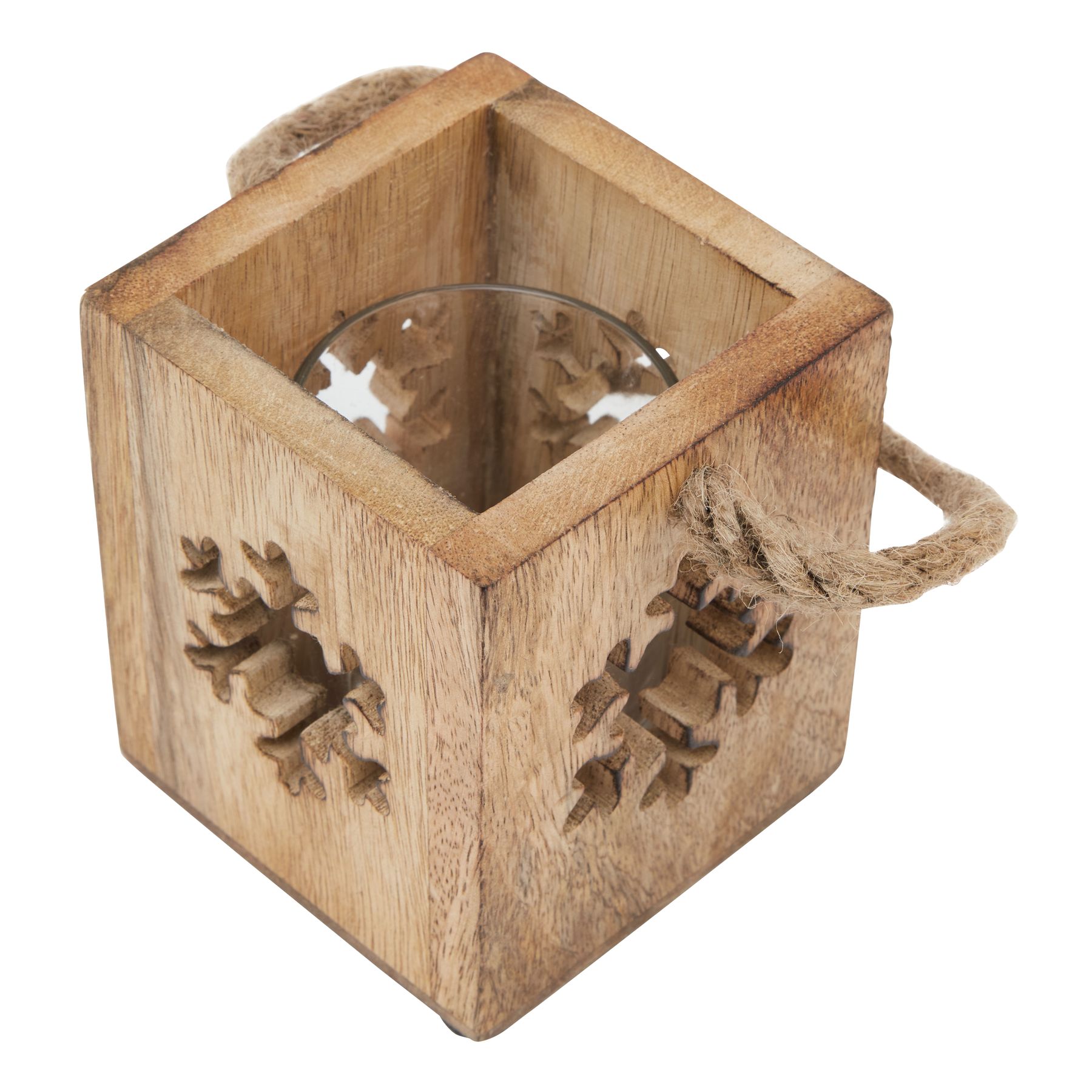 Natural Wooden Small Snowflake Tealight Candle Holder - Image 2
