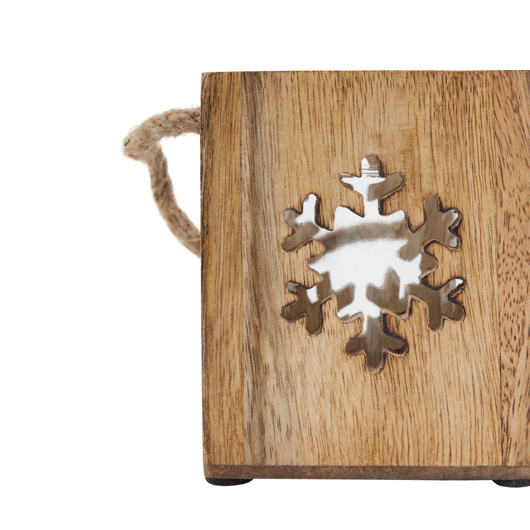 Natural Wooden Small Snowflake Tealight Candle Holder - Image 3