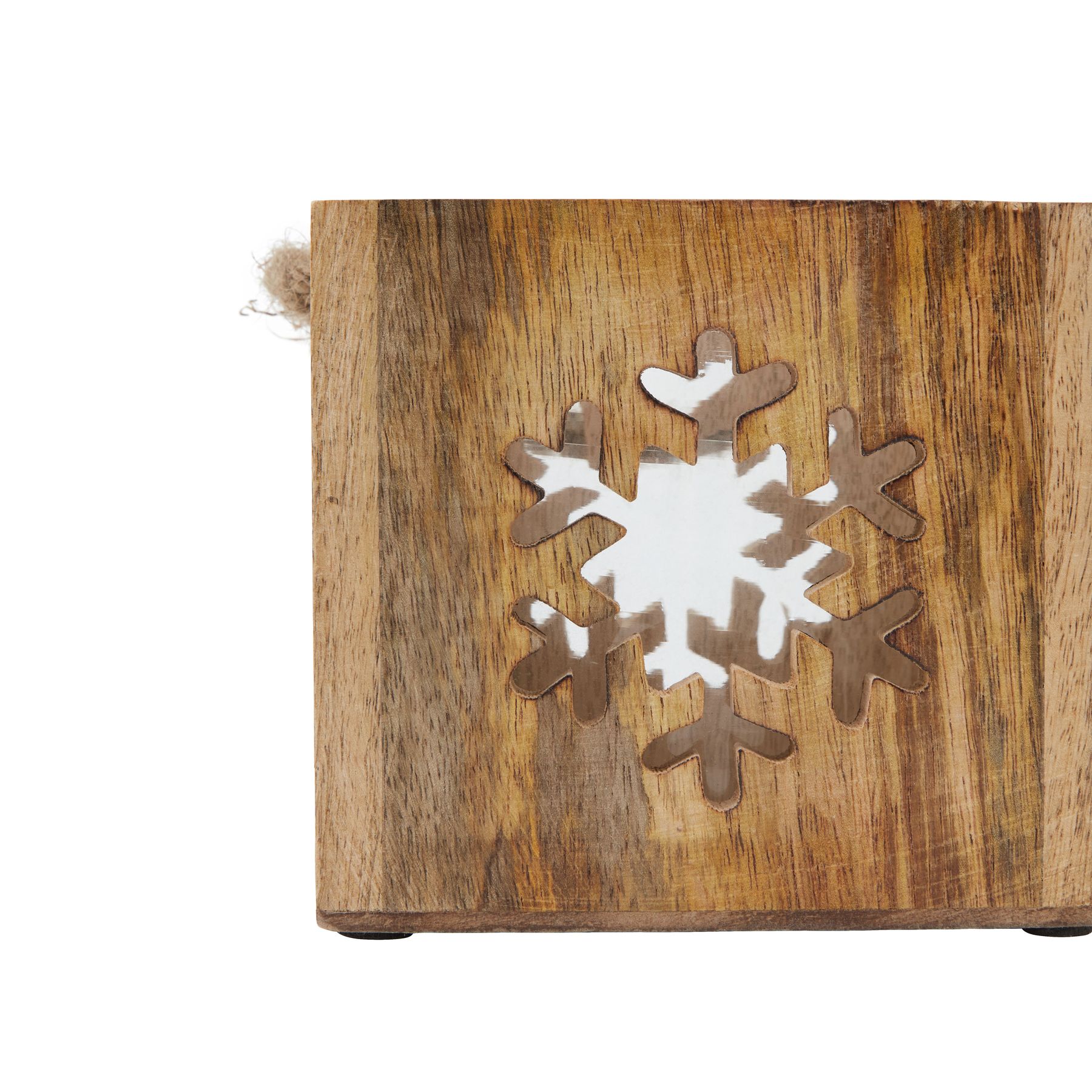 Natural Wooden Snowflake Tealight Candle Holder - Image 3