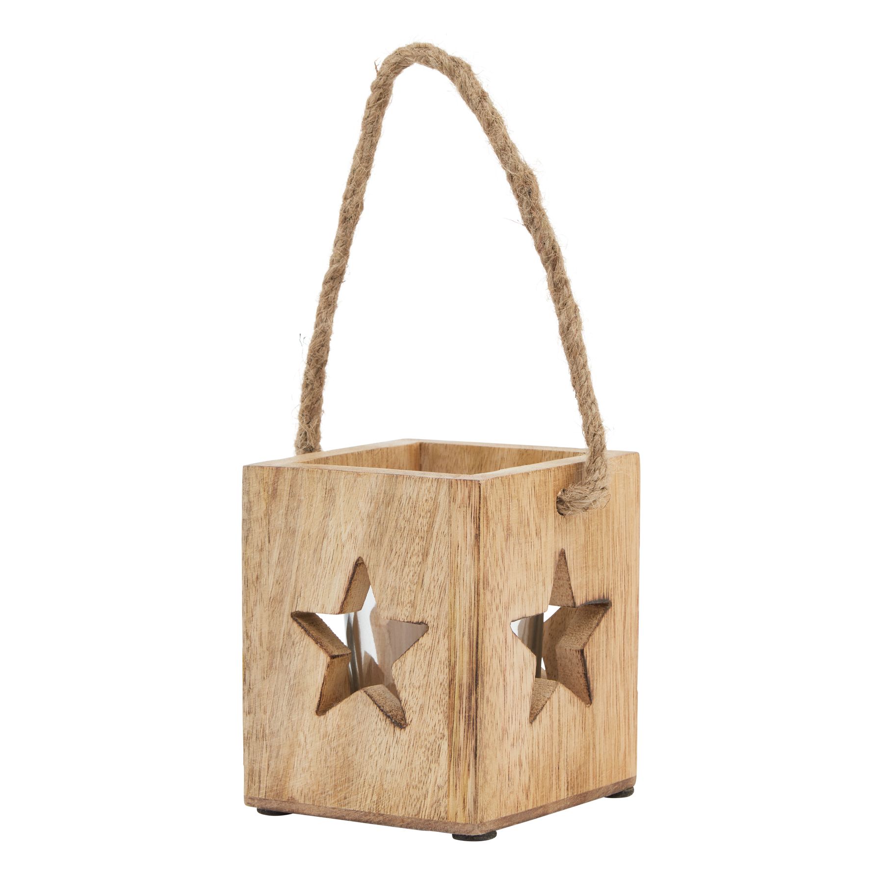 Natural Wooden Small Star Tealight Candle Holder - Image 1