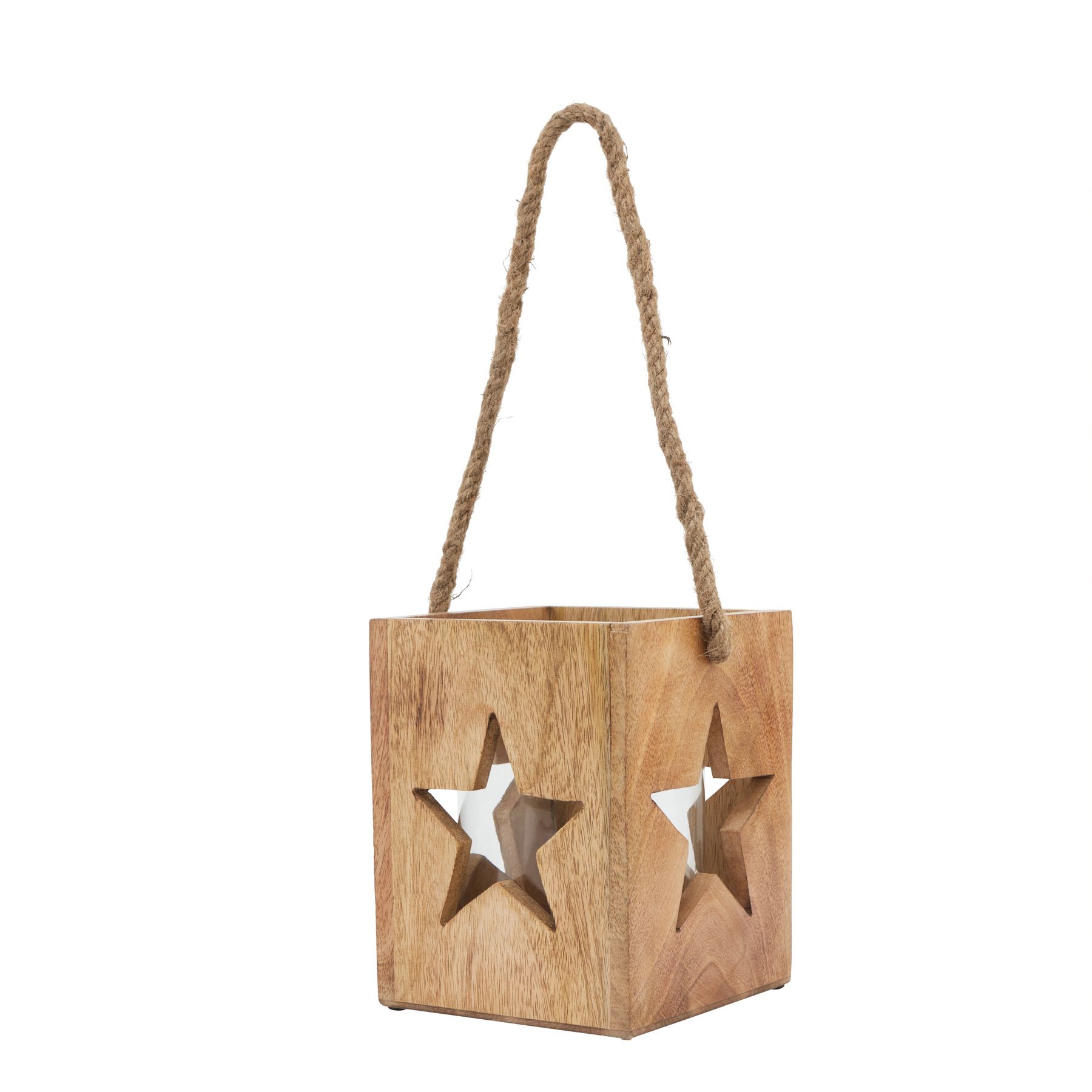Natural Wooden Large Star Tealight Candle Holder - Image 1