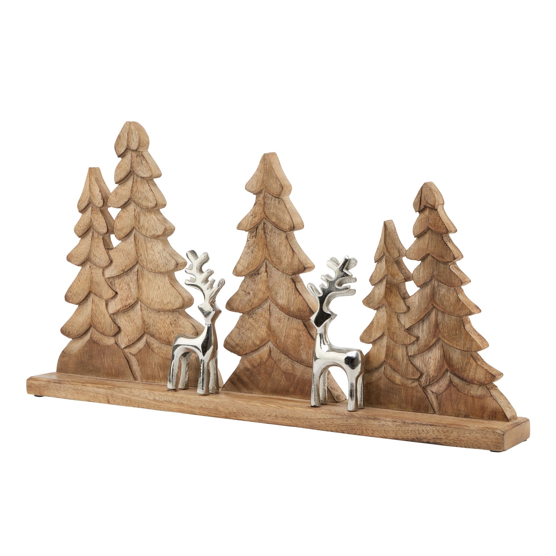 Wood And Metal Tree And Reindeer Decoration - Image 1