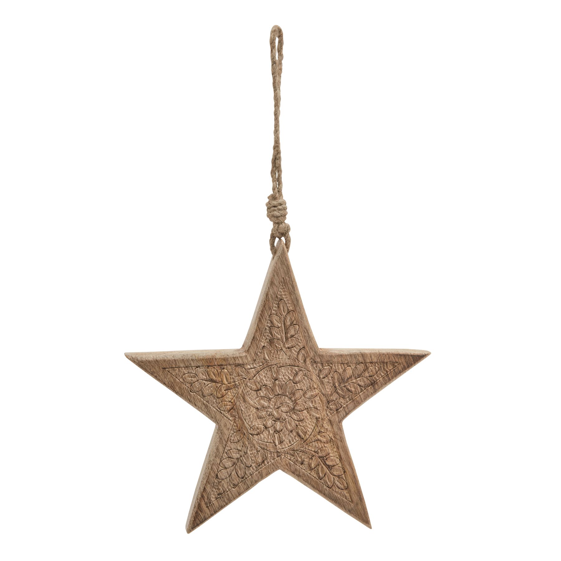 Natural Wooden Patterned Hanging Star - Image 2