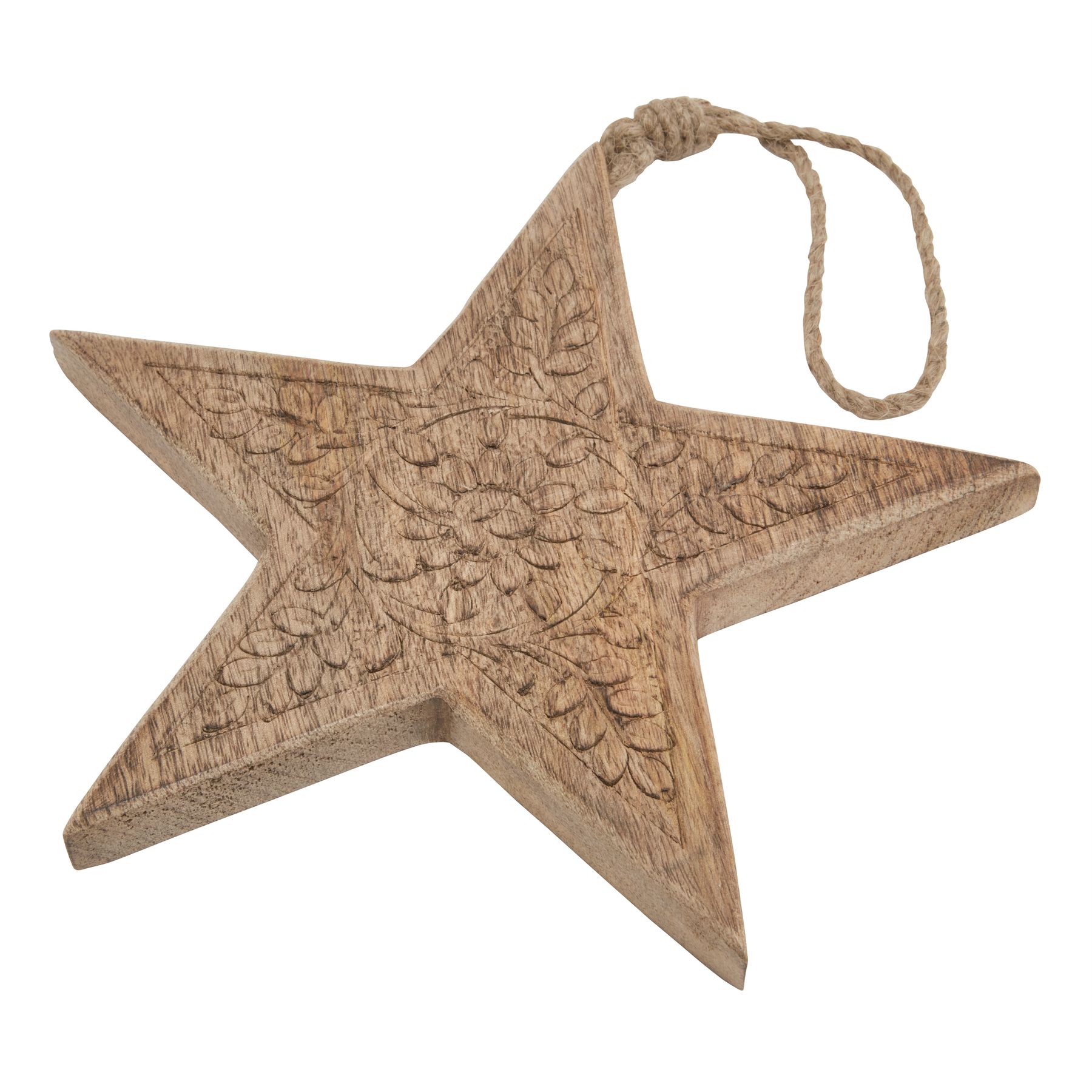 Natural Wooden Patterned Hanging Star - Image 3