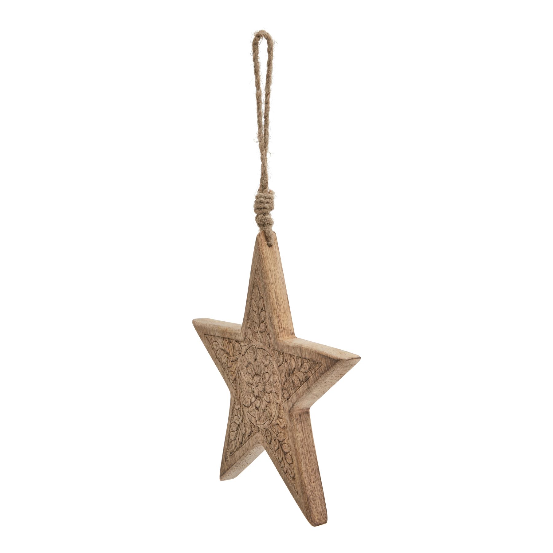 Natural Wooden Patterned Hanging Star - Image 1