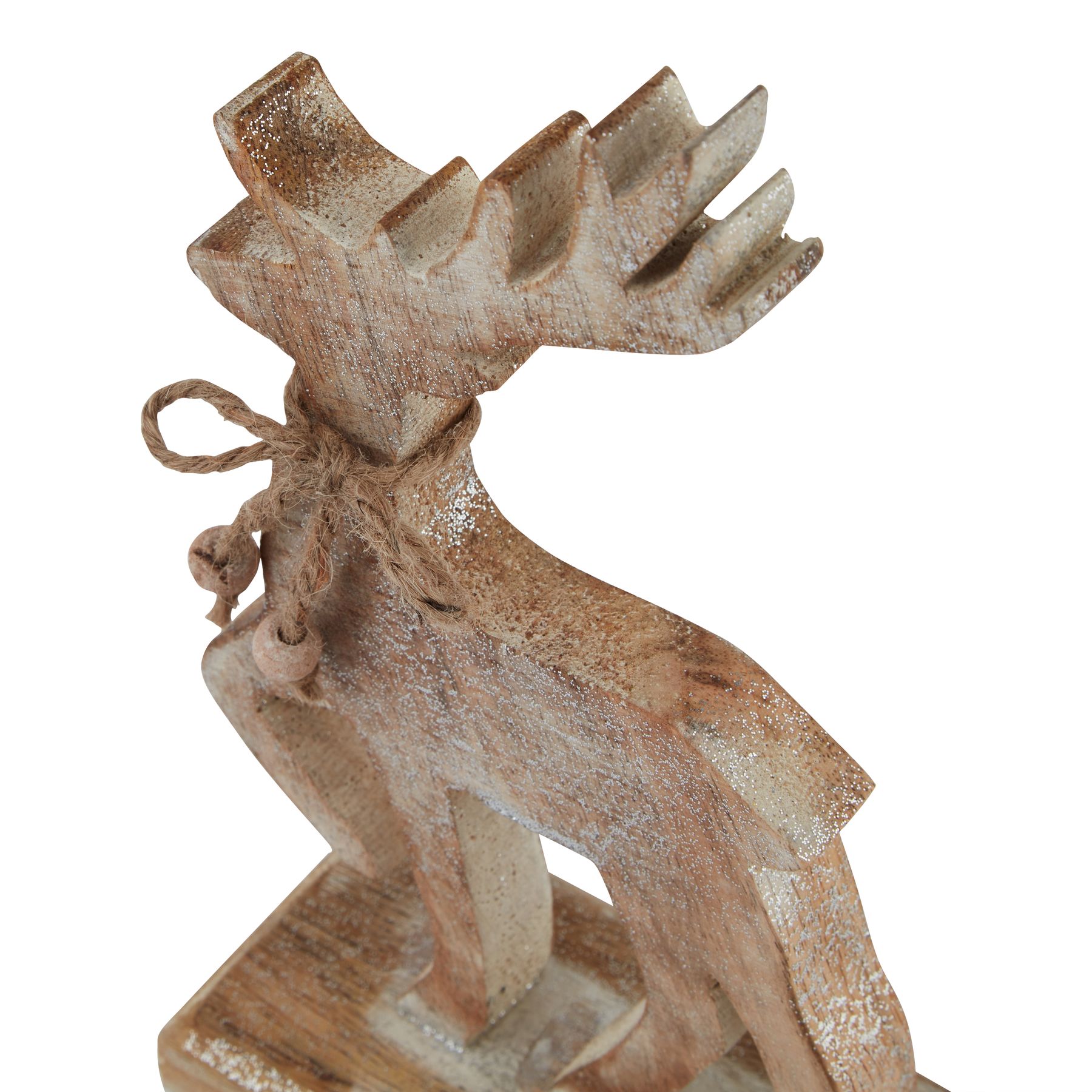 White Wash Collection Wooden Sparkle Reindeer Decoration - Image 2