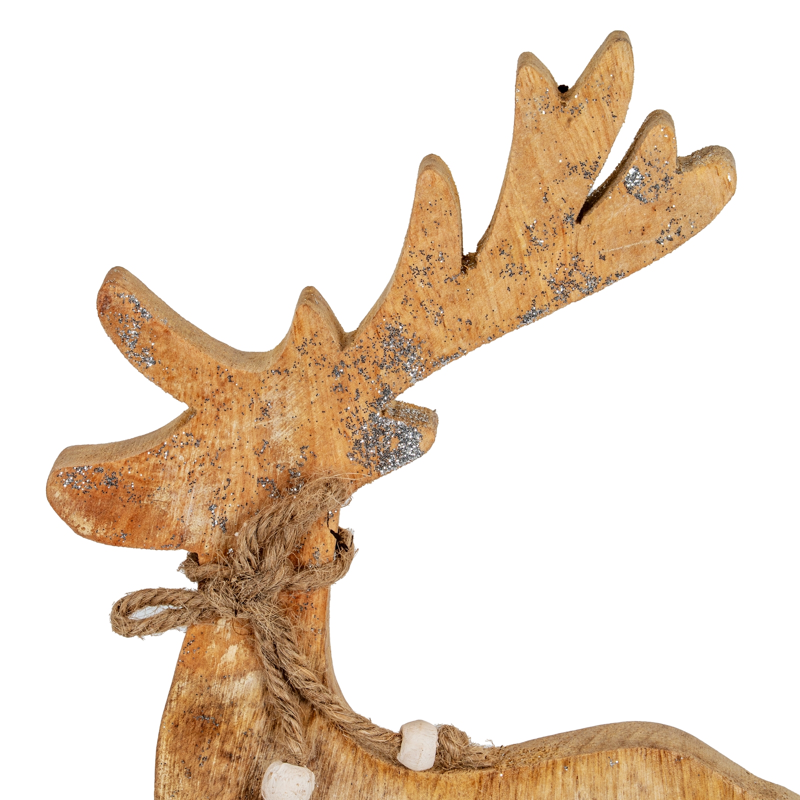 White Wash Collection Wooden Sparkle Reindeer Decoration - Image 2