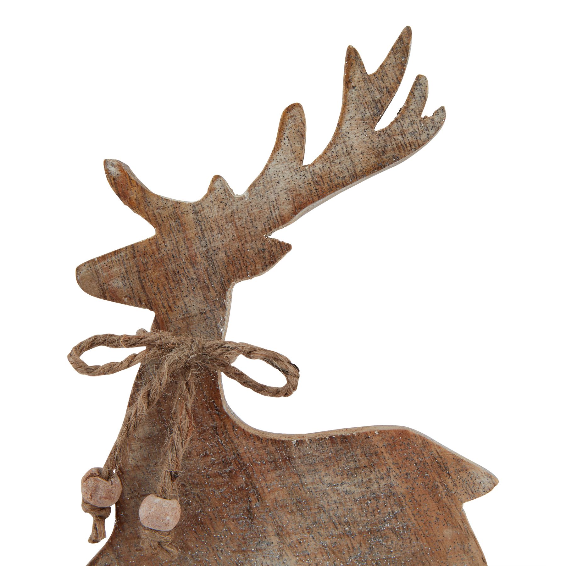 White Wash Collection Wooden Sparkle Reindeer Decoration - Image 3