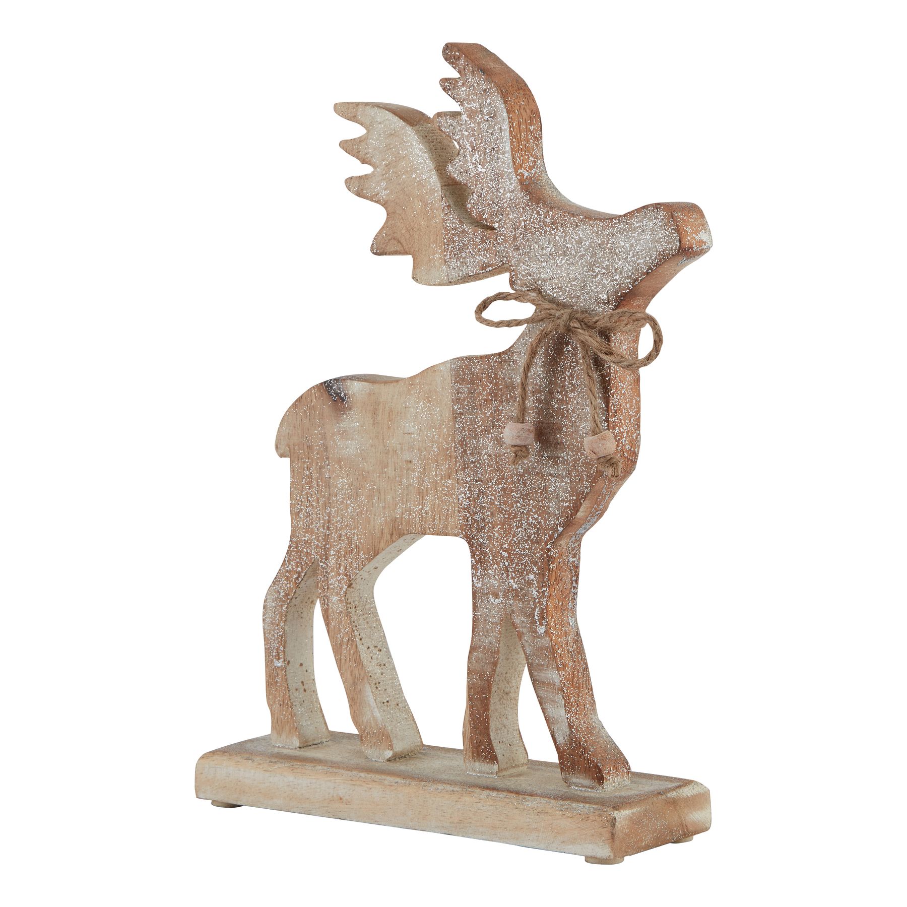 White Wash Collection Wooden Sparkle Stag Decoration - Image 1