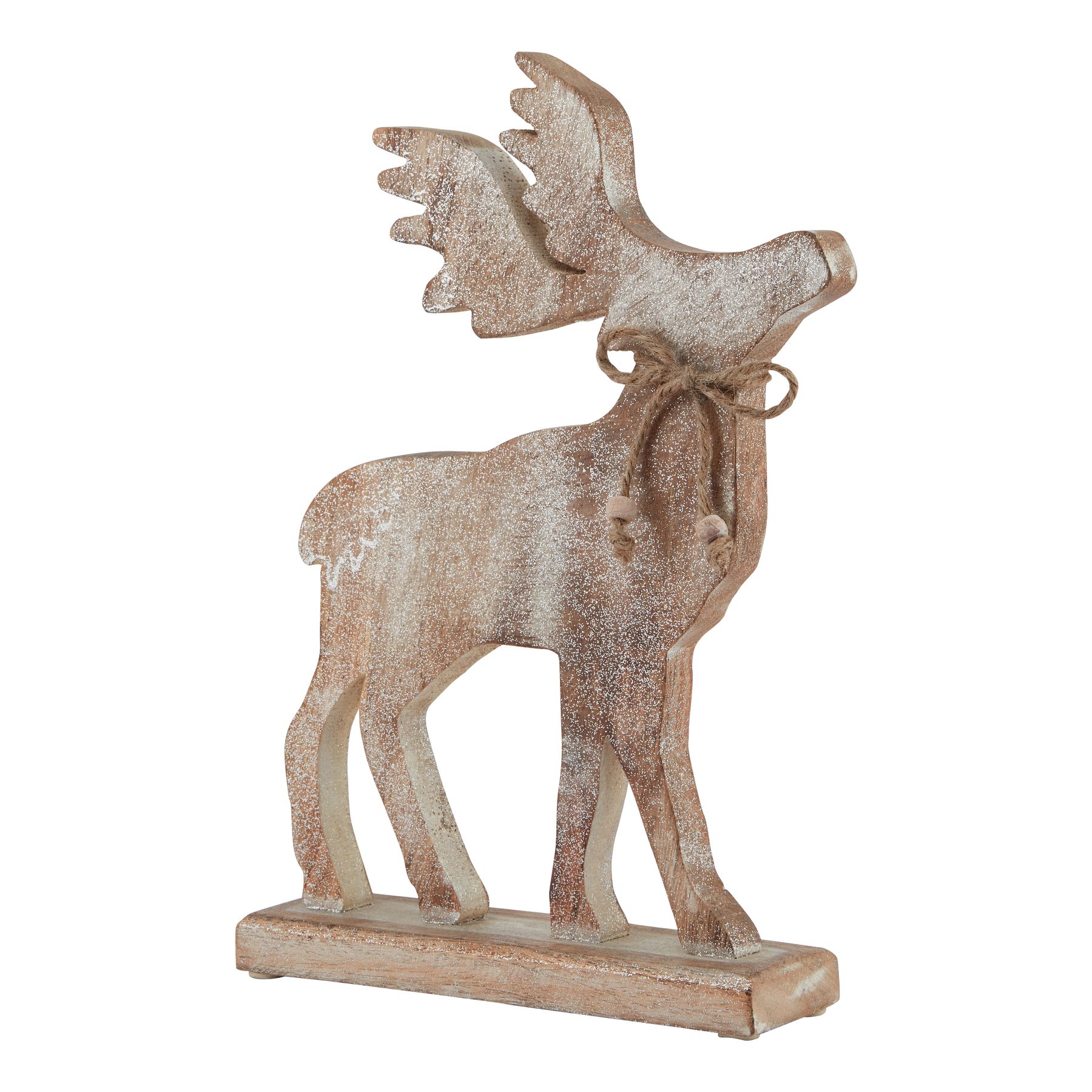 White Wash Collection Large Wooden Sparkle Stag Decoration - Image 1