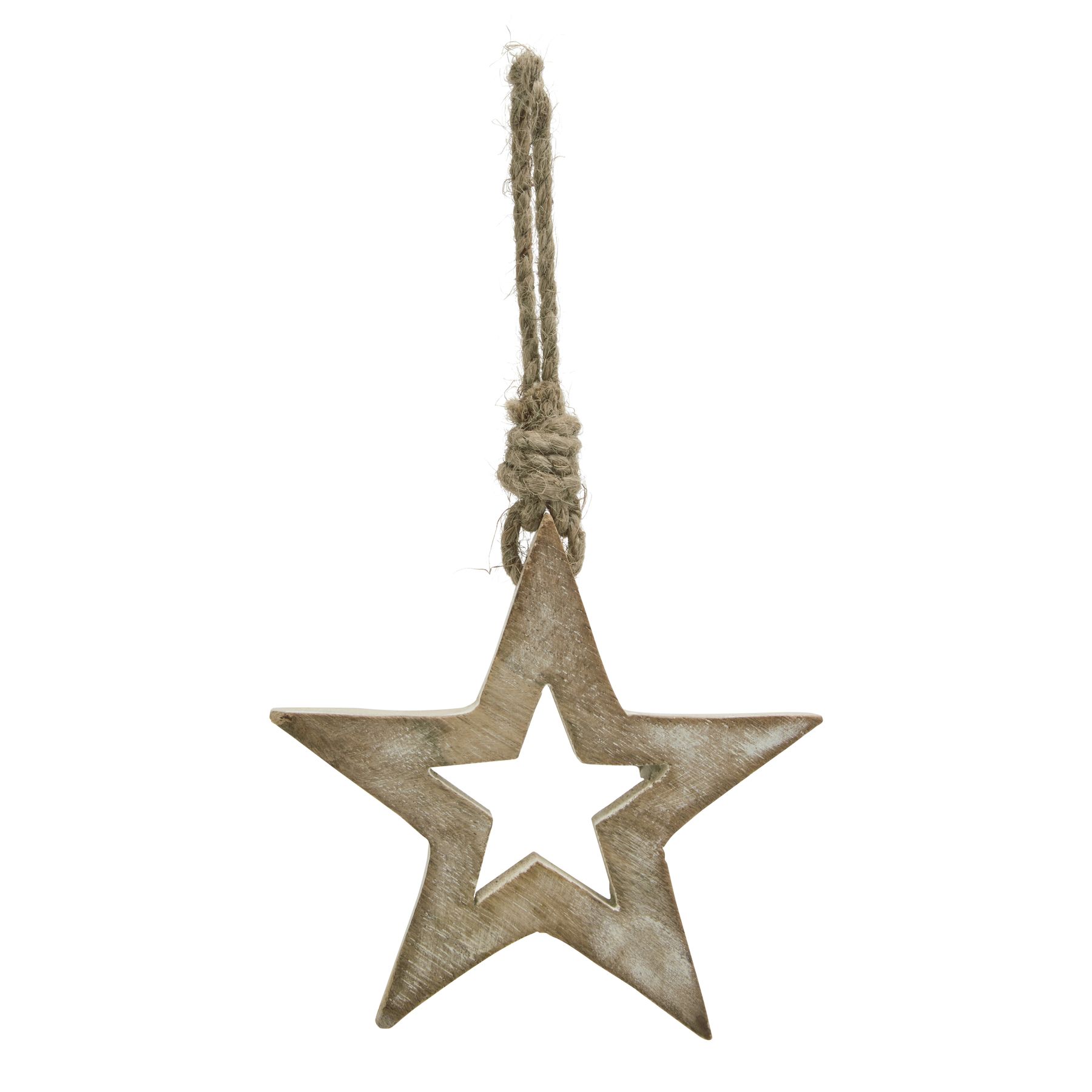 White Wash Collection Small Wooden Hanging Star Decoration - Image 2