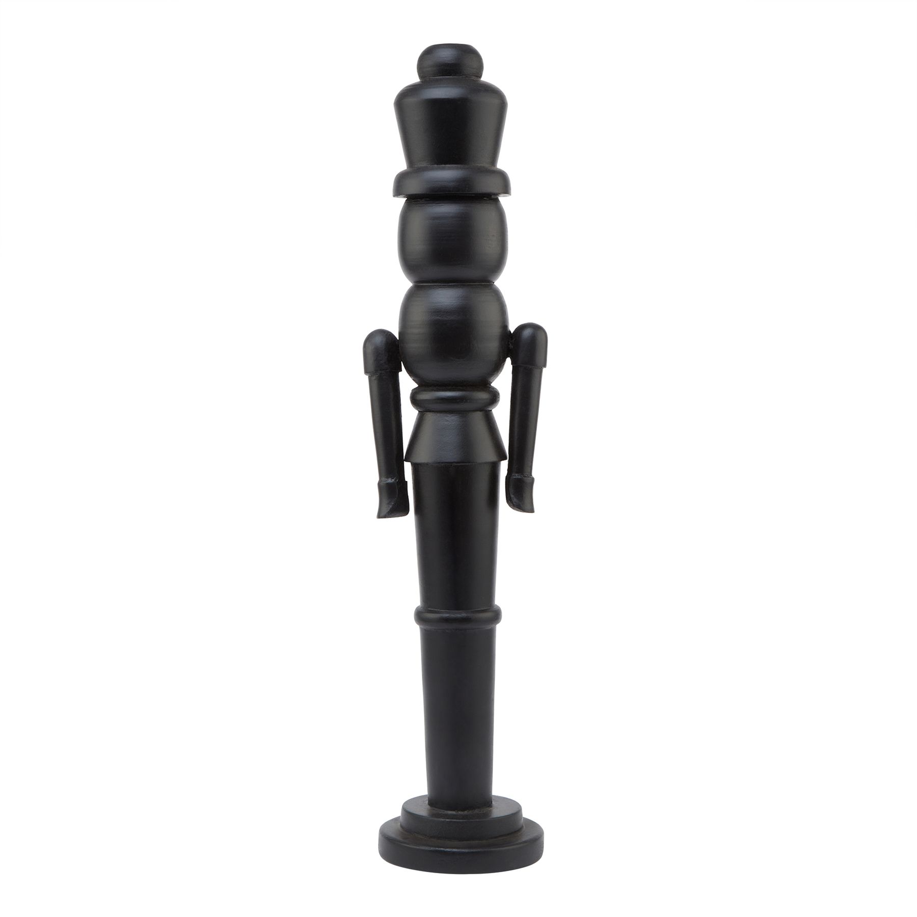 Minimalist Black Wooden Large Nutcracker Decoration - Image 1