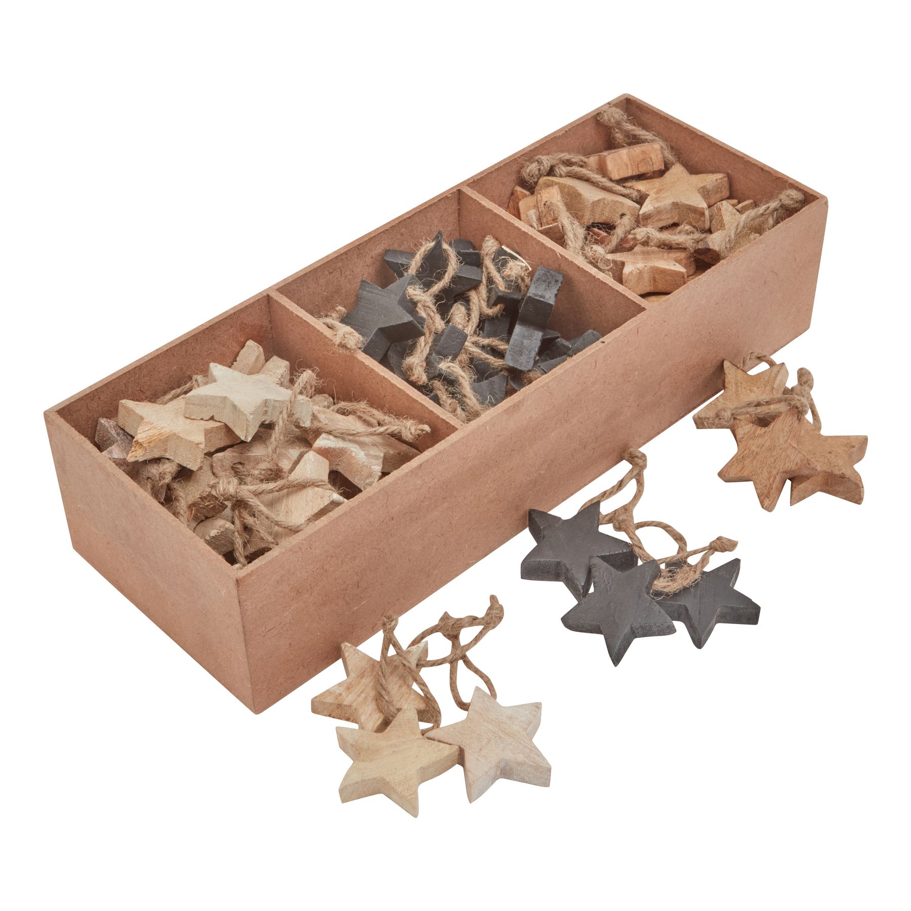 Pack Of 90 Wooden Star Hanging Decorations - Image 1