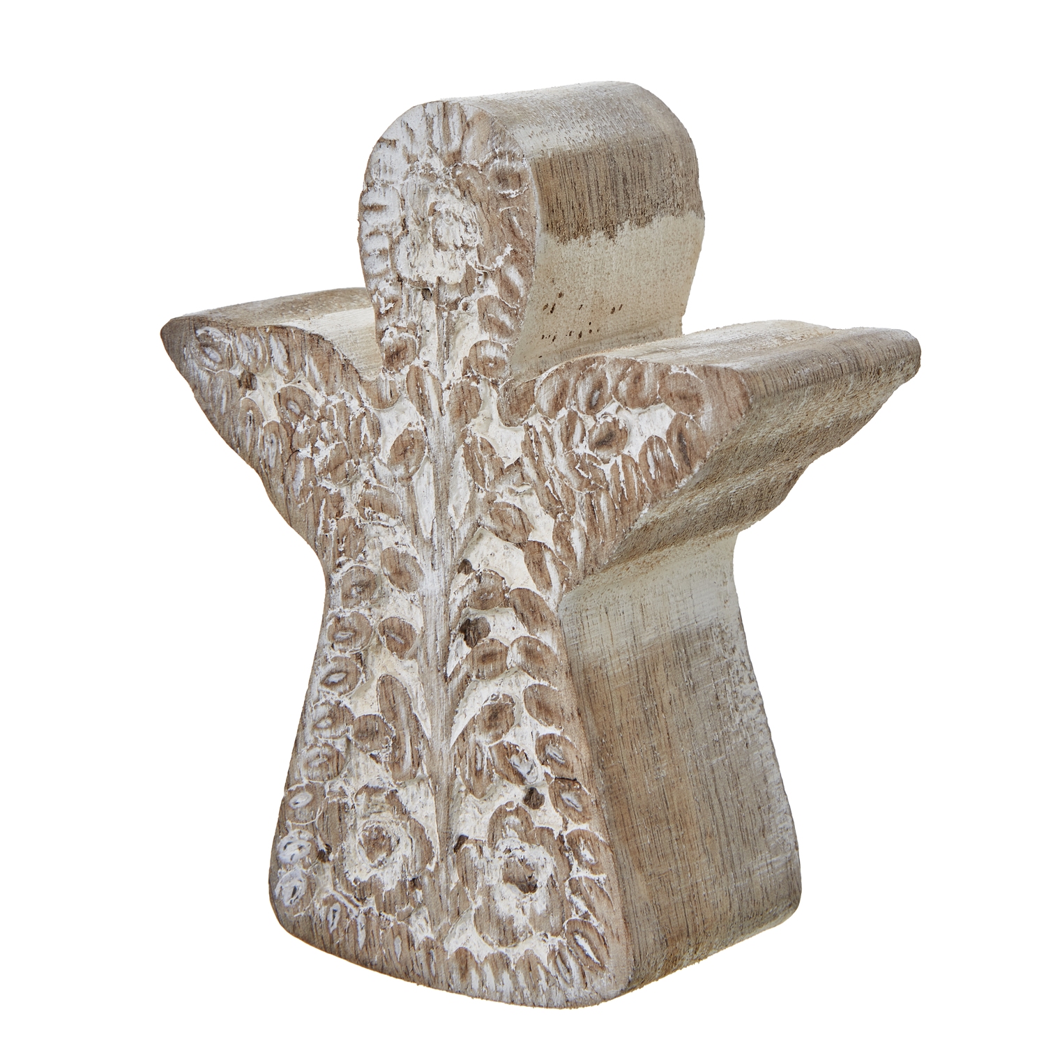 White Wash Collection Patterned Angel Decoration - Image 1