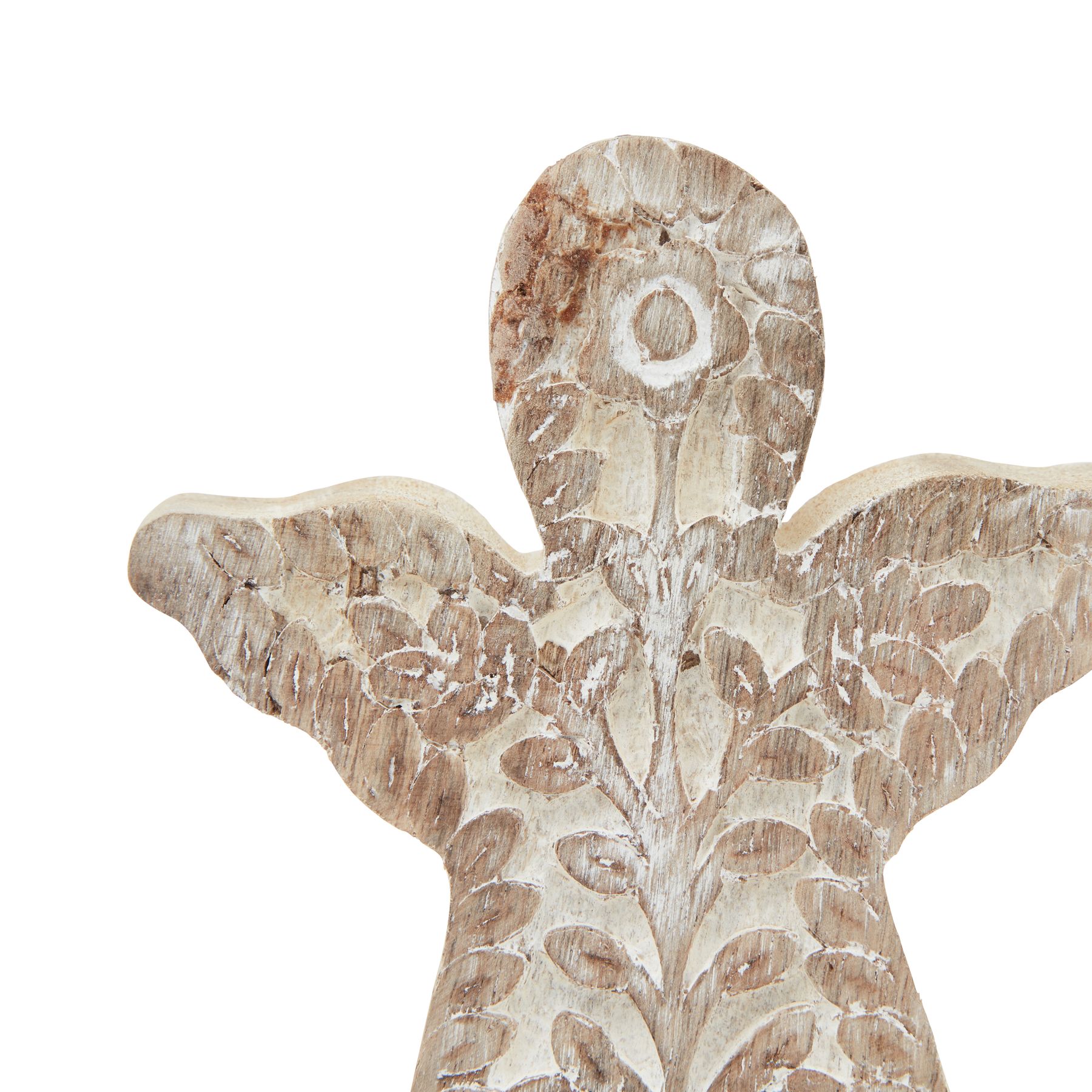White Wash Collection Patterned Large Angel Decoration - Image 3