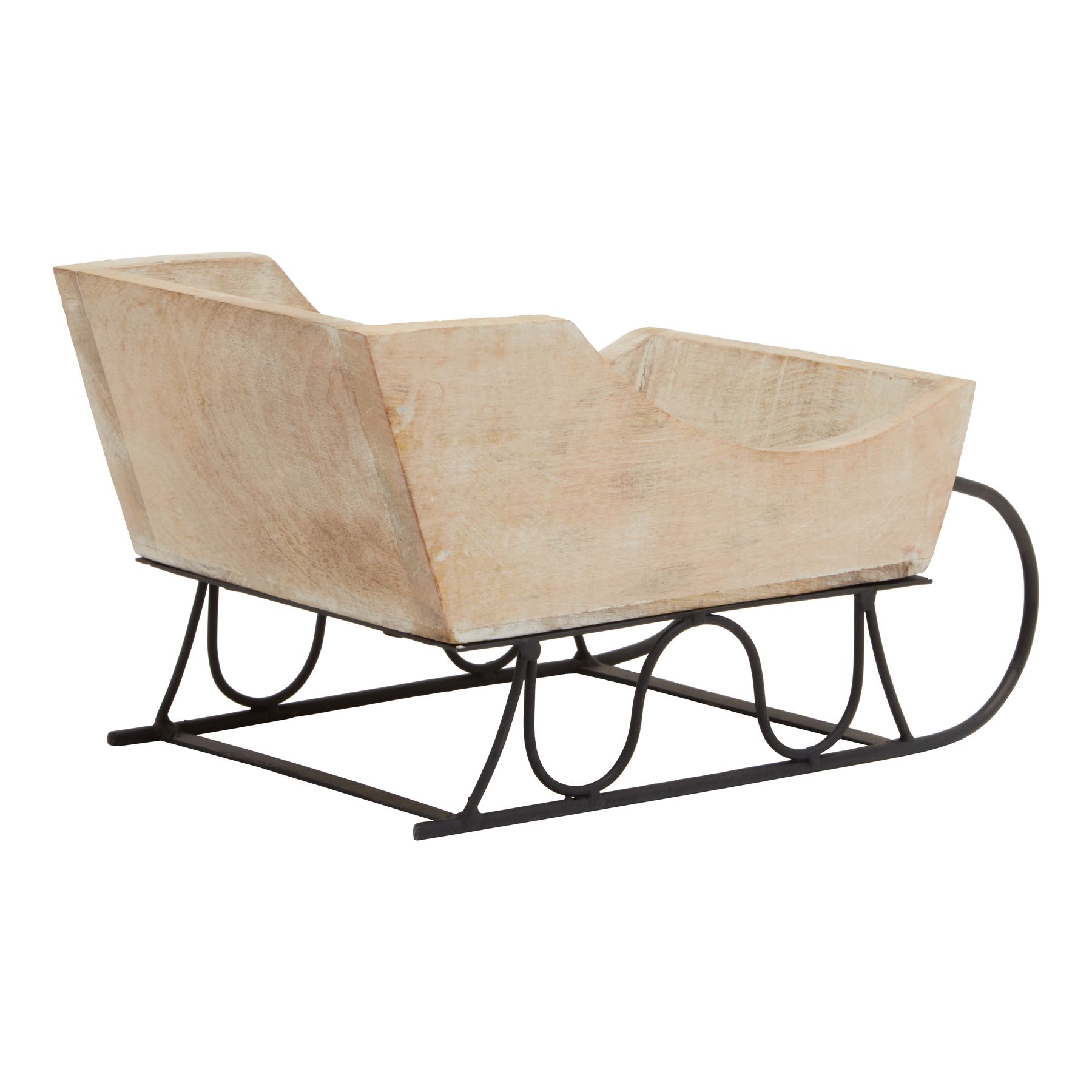 White Wash Collection Wooden Decorative Sleigh - Image 2