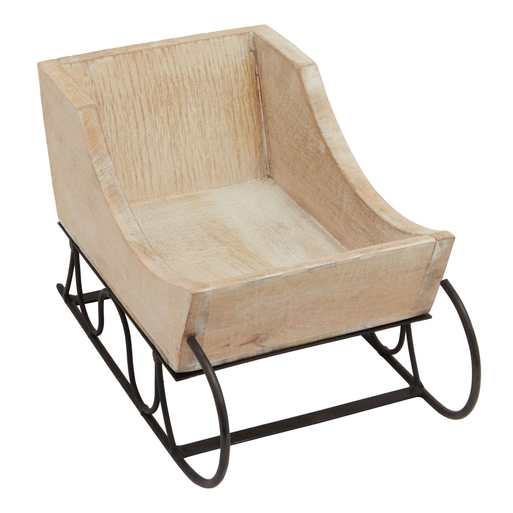 White Wash Collection Wooden Decorative Sleigh - Image 3