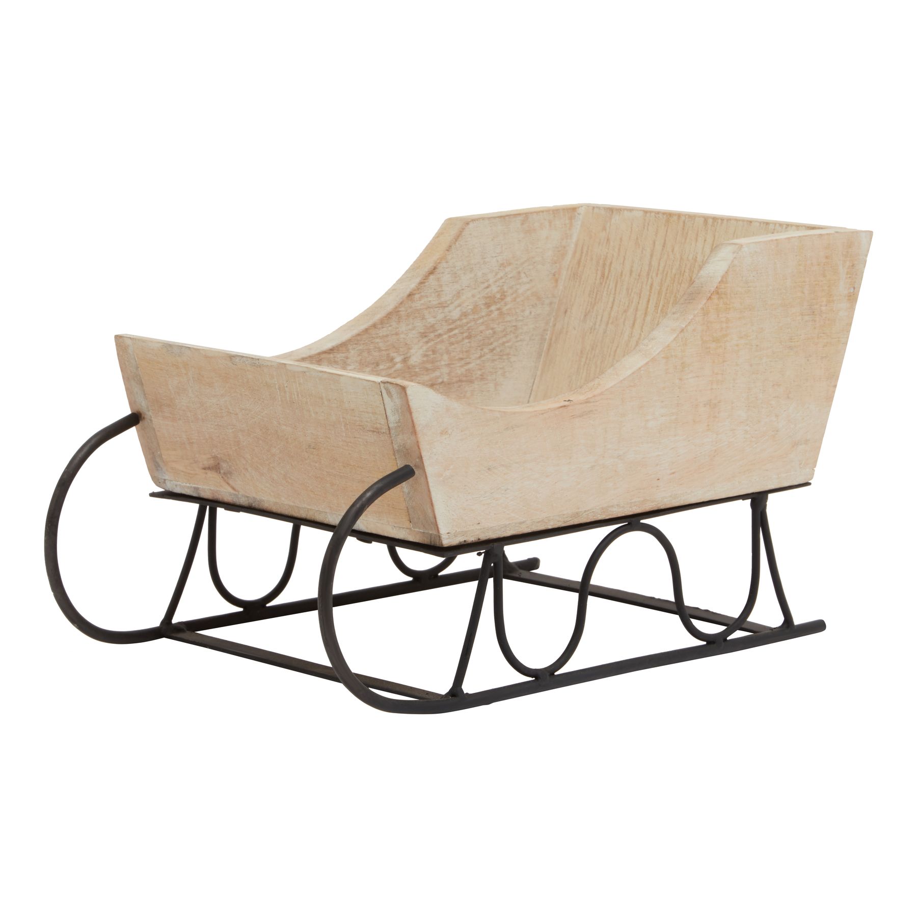 White Wash Collection Wooden Decorative Sleigh - Image 1