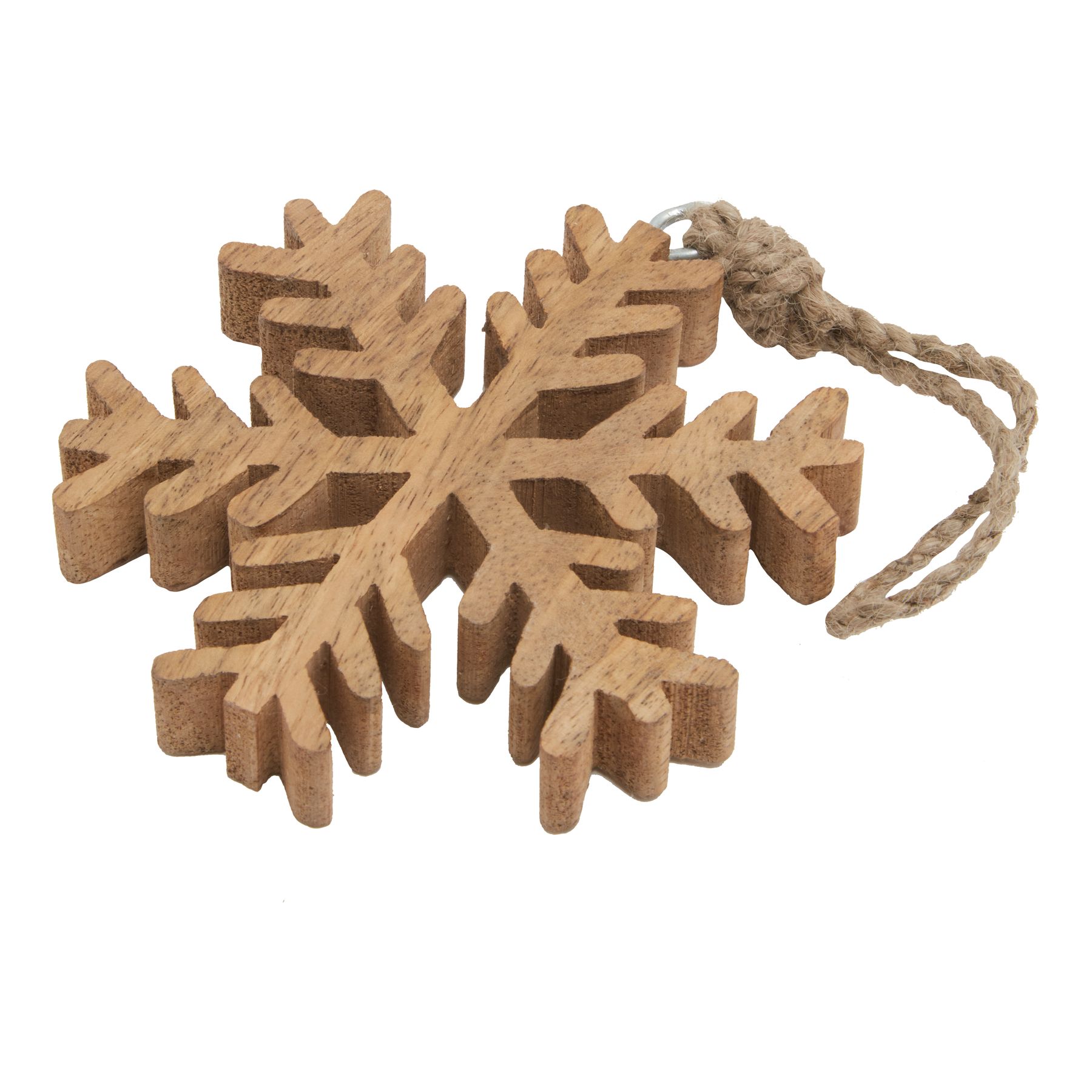Natural Wooden Hanging Snowflake Decoration - Image 3