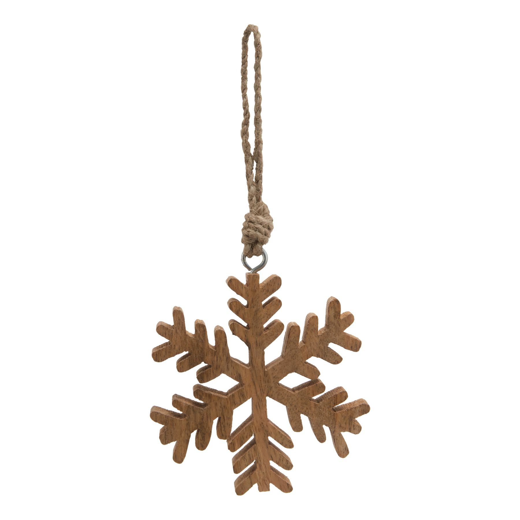 Natural Wooden Hanging Snowflake Decoration - Image 1