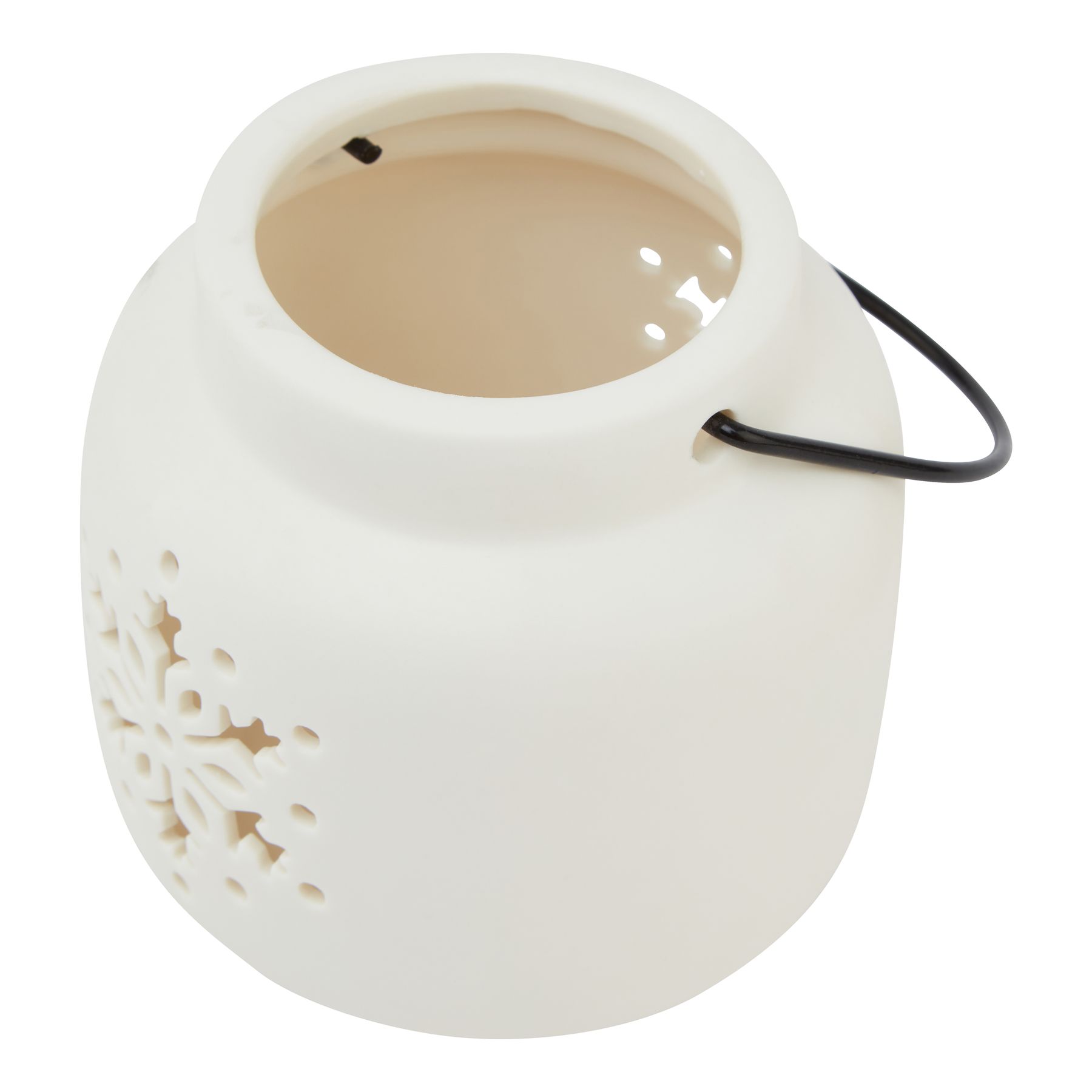 White Ceramic LED Snowflake Lantern Wholesale by Hill Interiors