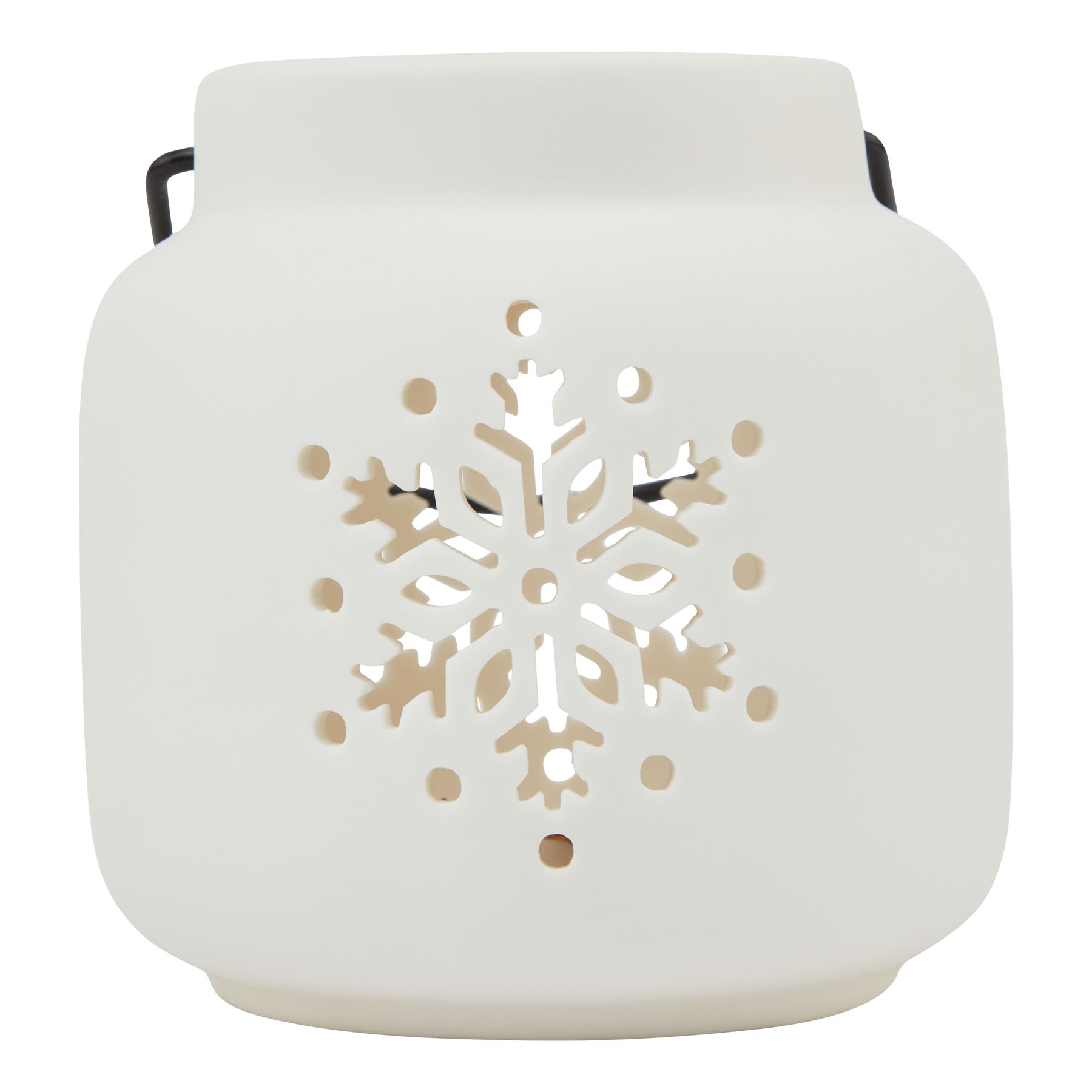 White Ceramic LED Snowflake Lantern Wholesale by Hill Interiors