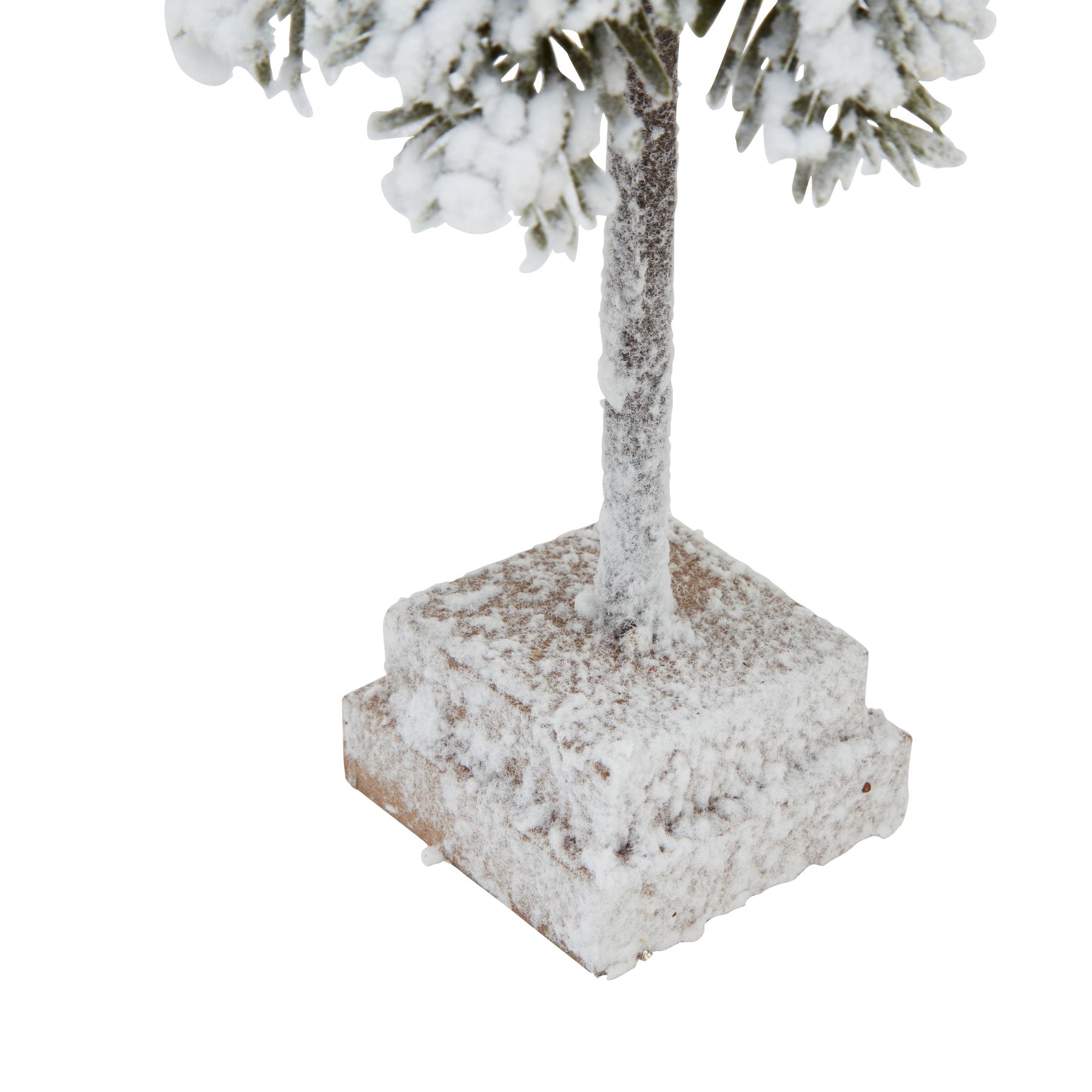 Small Snowy Cedar Tree On Wood Block - Image 3