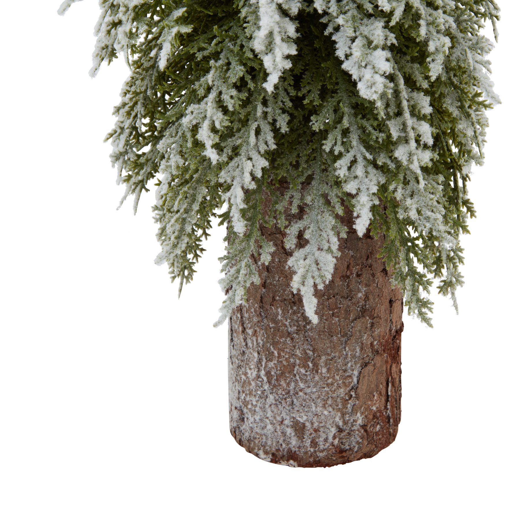 Small Snowy Fir Tree On Tall Wood Log - Image 2