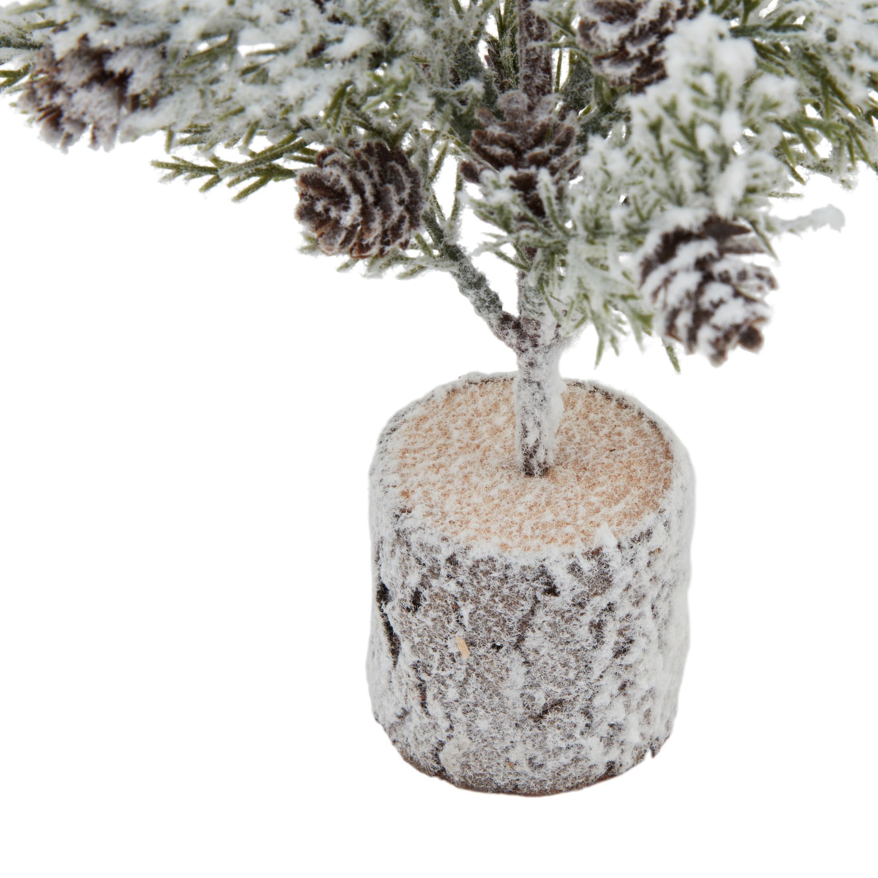 Small Snowy Fir Tree With Pincecones In Wood Log - Image 3