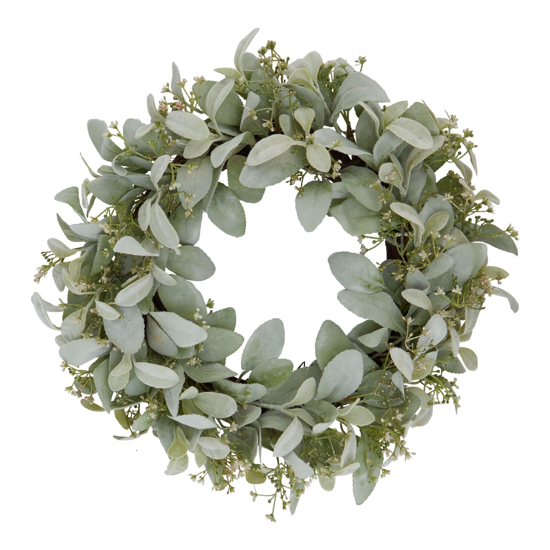 Winter Wreath With Lambs Ear And Wax Flower - Image 1
