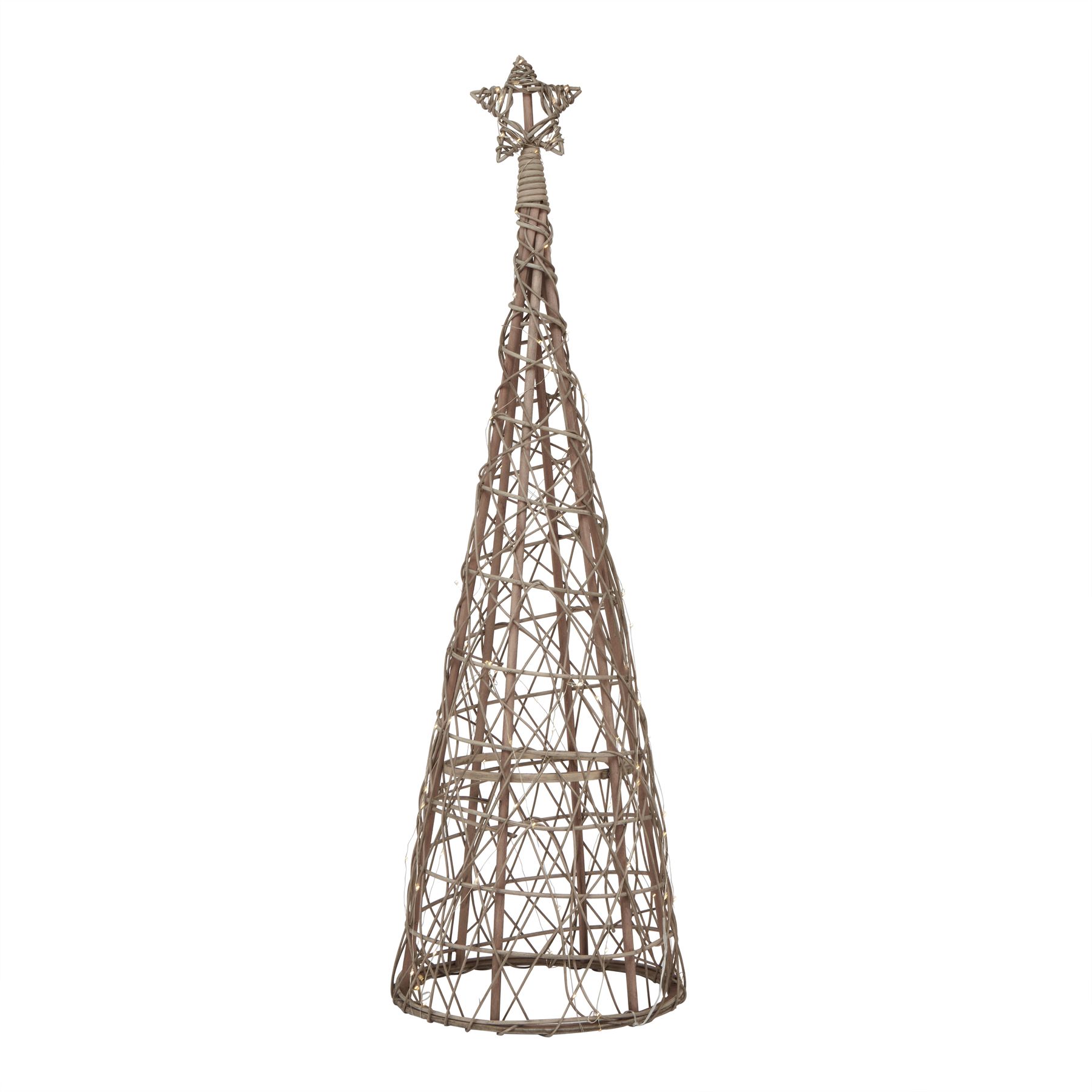 LED Wicker Christmas Tree With Star - Image 4