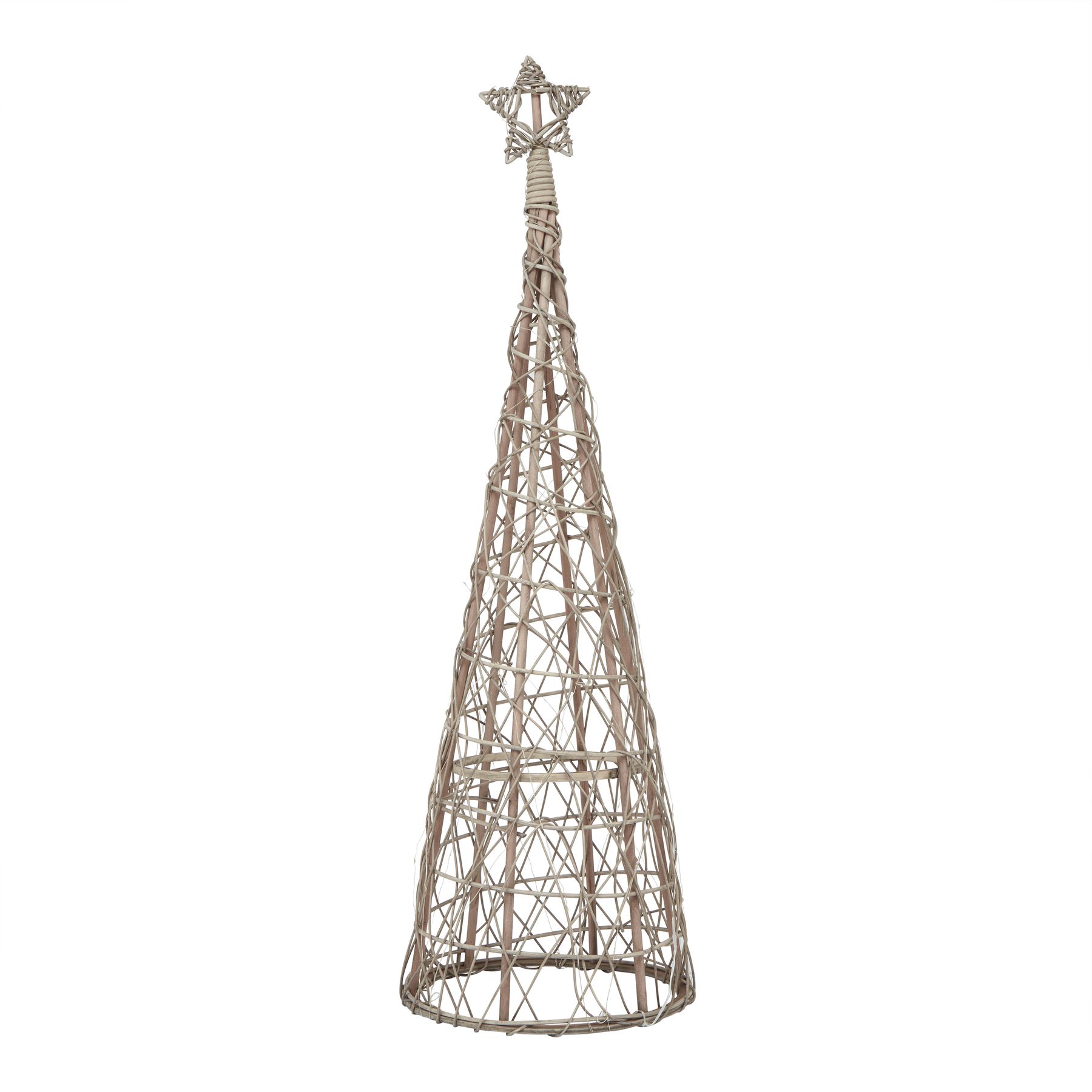 LED Wicker Christmas Tree With Star - Image 1
