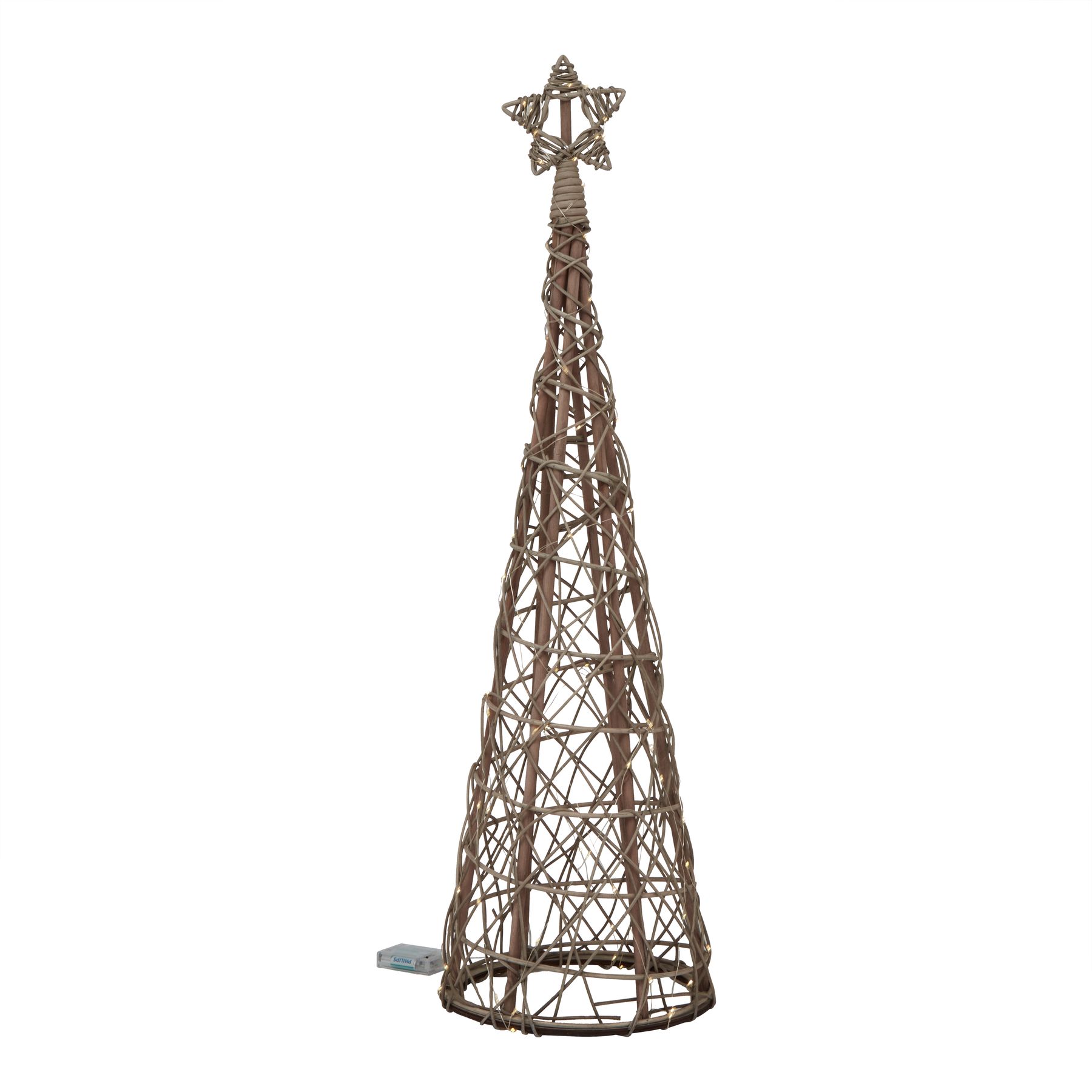 Small LED Wicker Christmas Tree With Star - Image 4