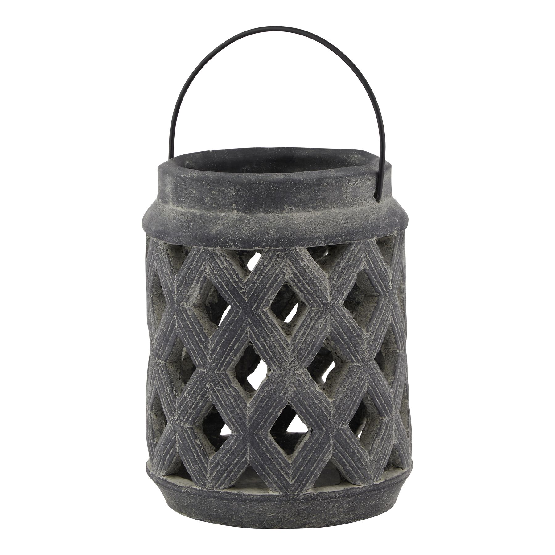 Amalfi Grey Large Lattice Lantern - Image 1