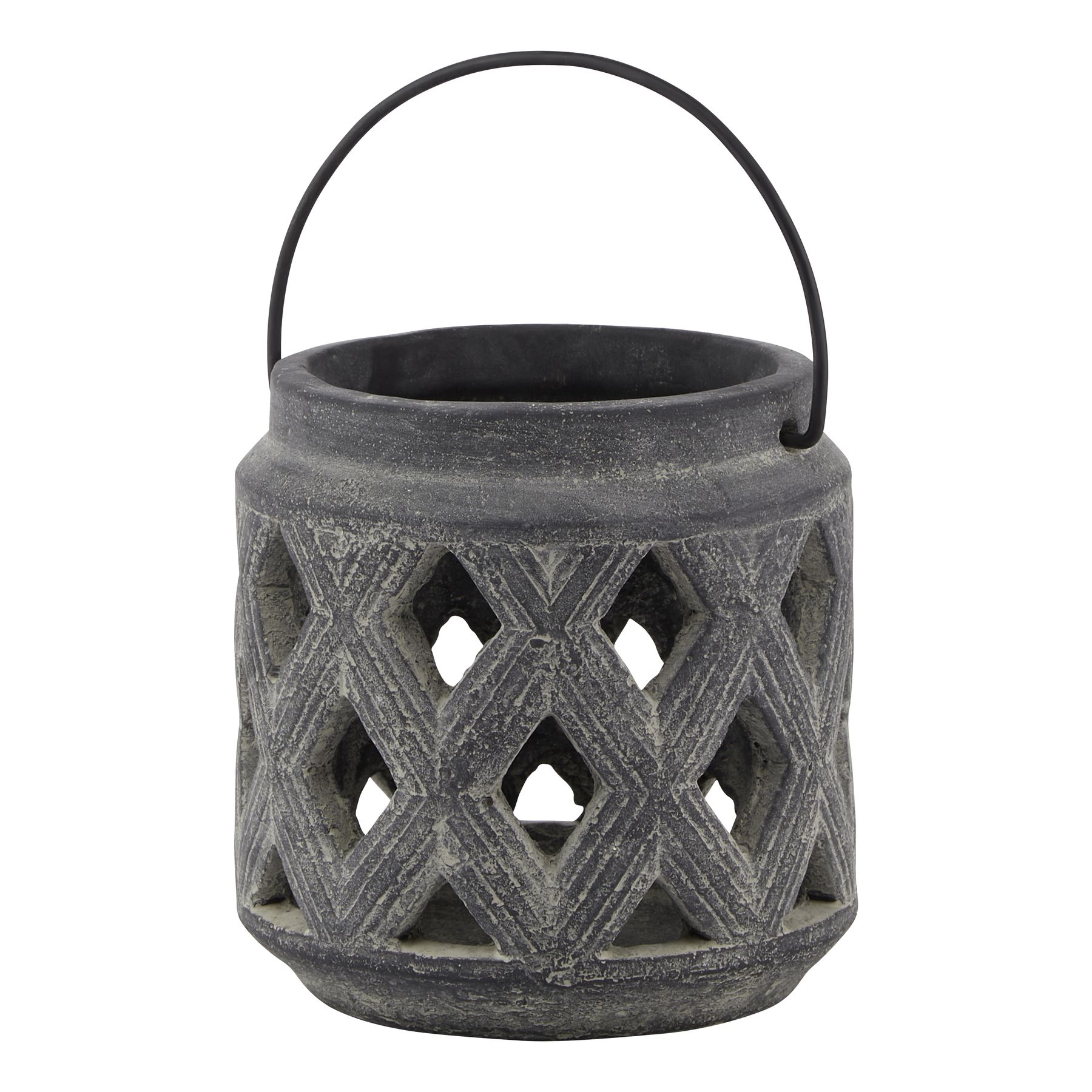 Amalfi Grey Lattice Lantern - Image 1