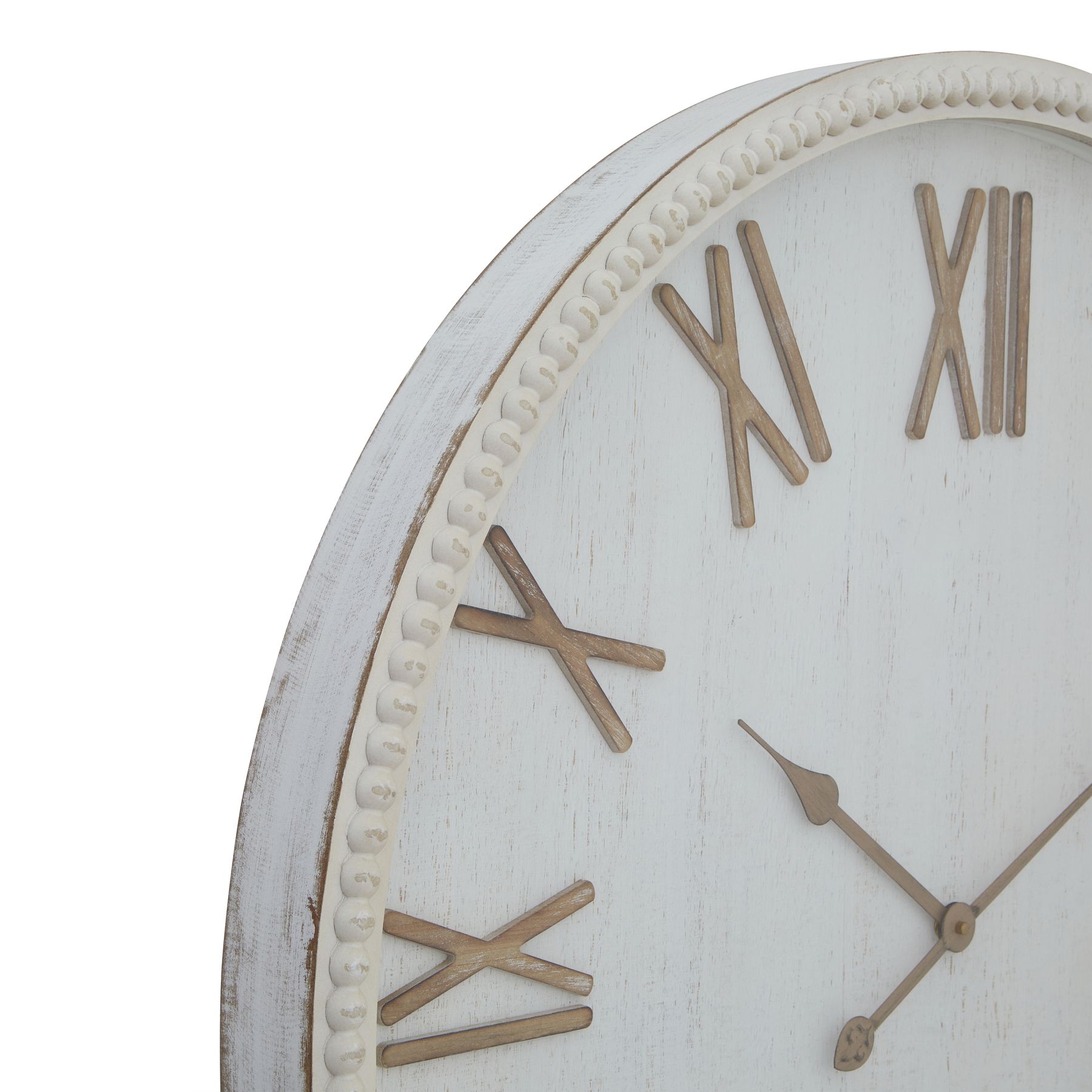 Large Rustic White Clock With Beaded Frame - Image 2