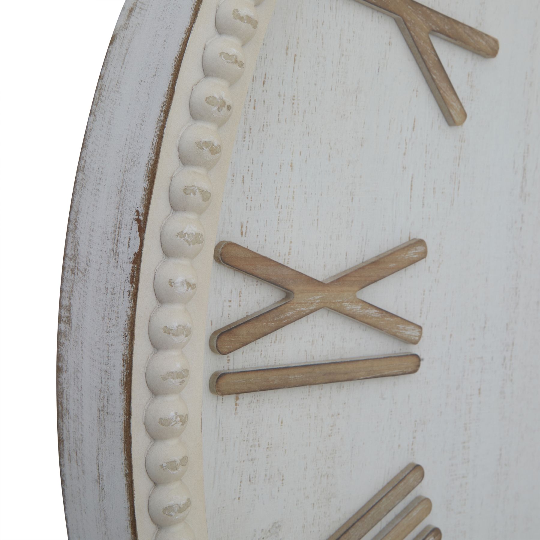 Large Rustic White Clock With Beaded Frame - Image 3